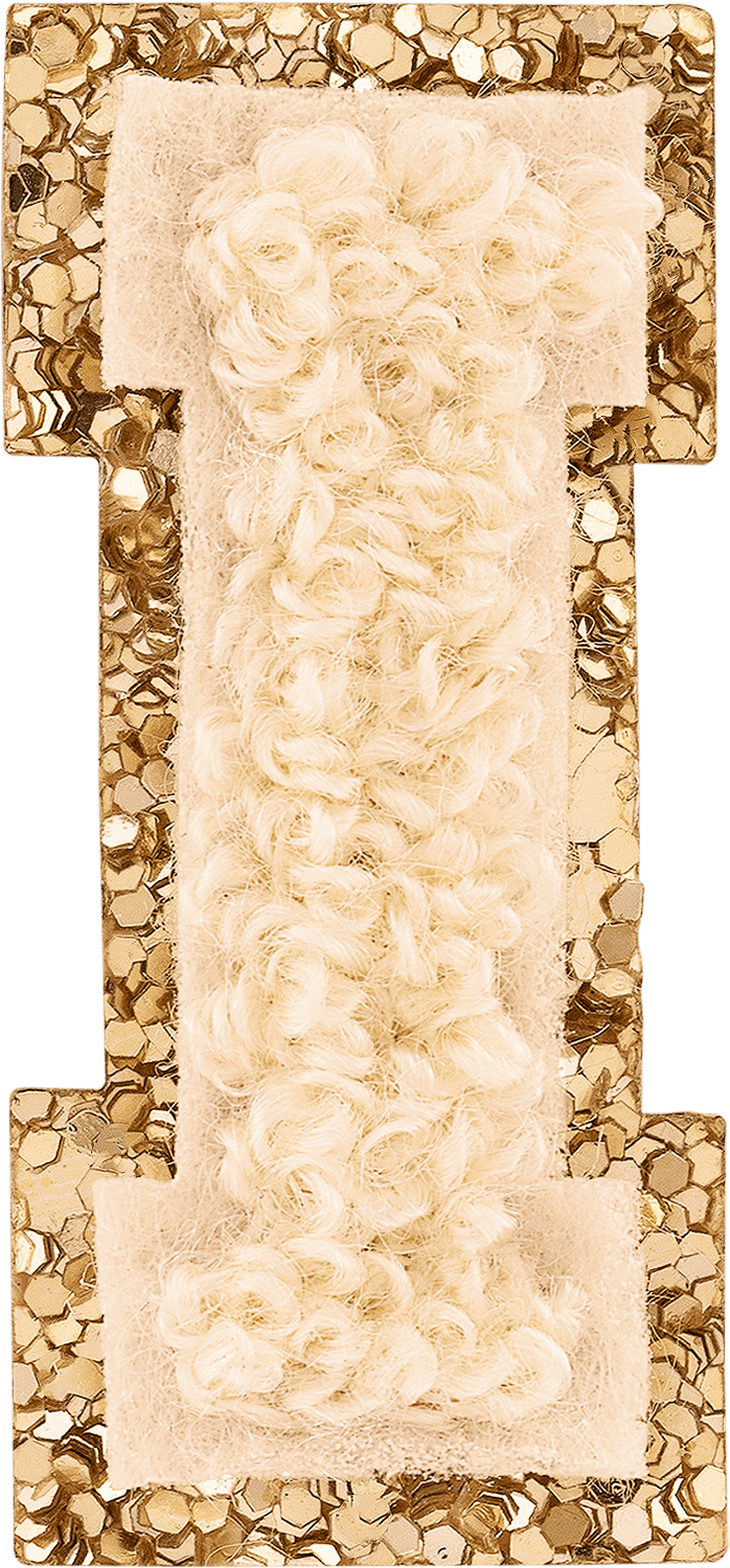Sand Mini Glitter Varsity Letter Patch