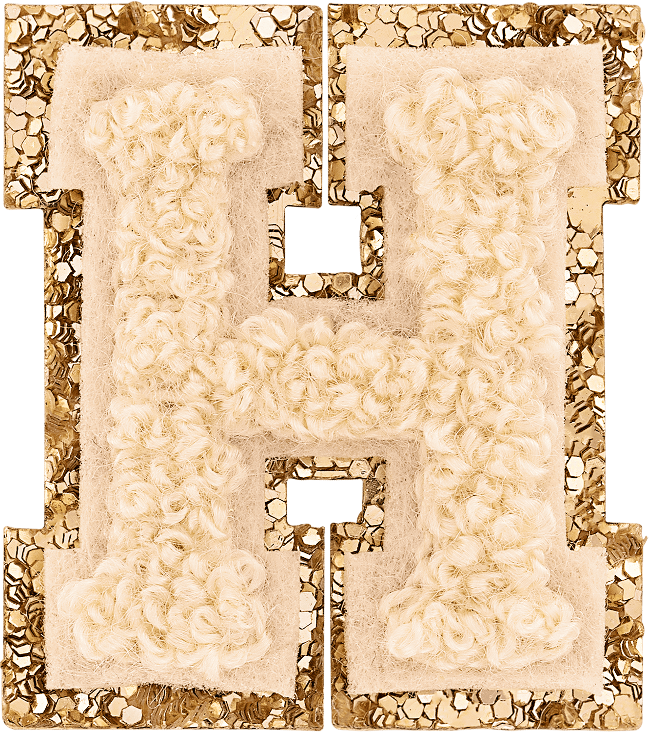 Sand Mini Glitter Varsity Letter Patch