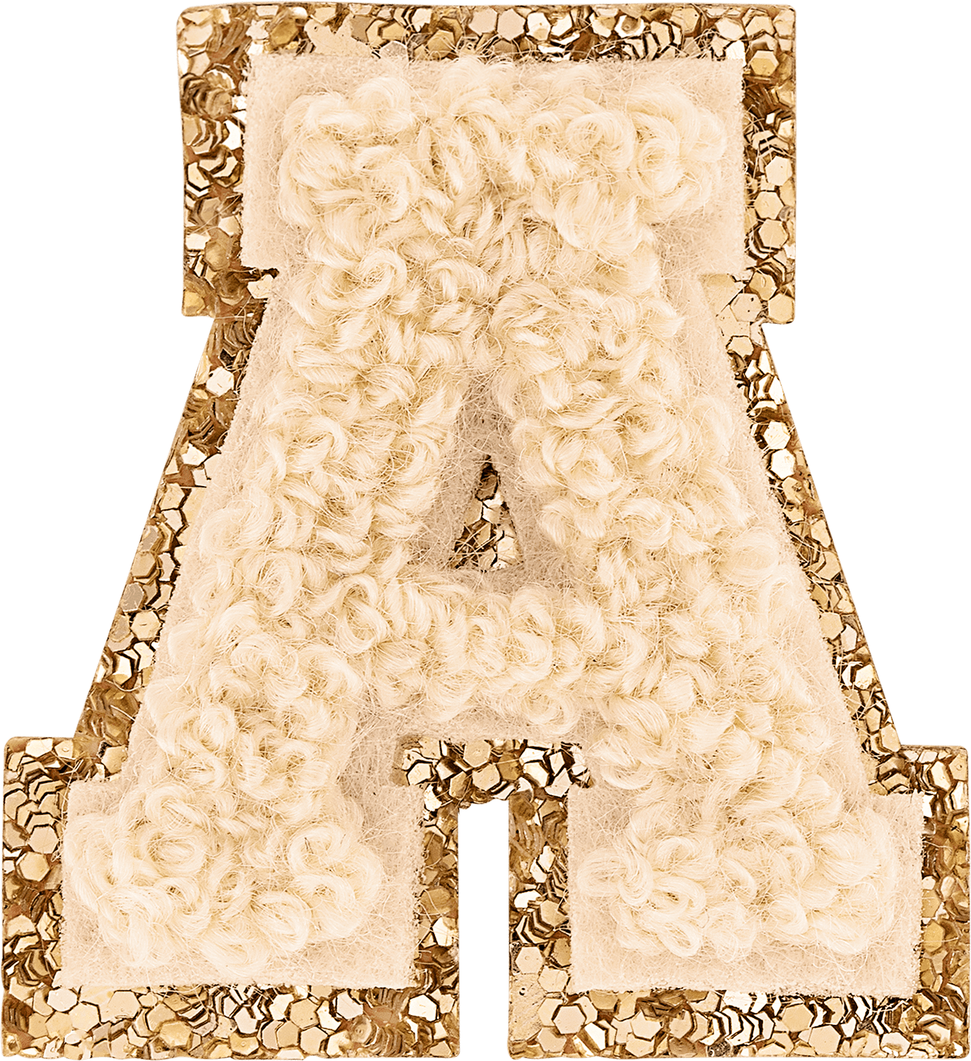 Sand Mini Glitter Varsity Letter Patch