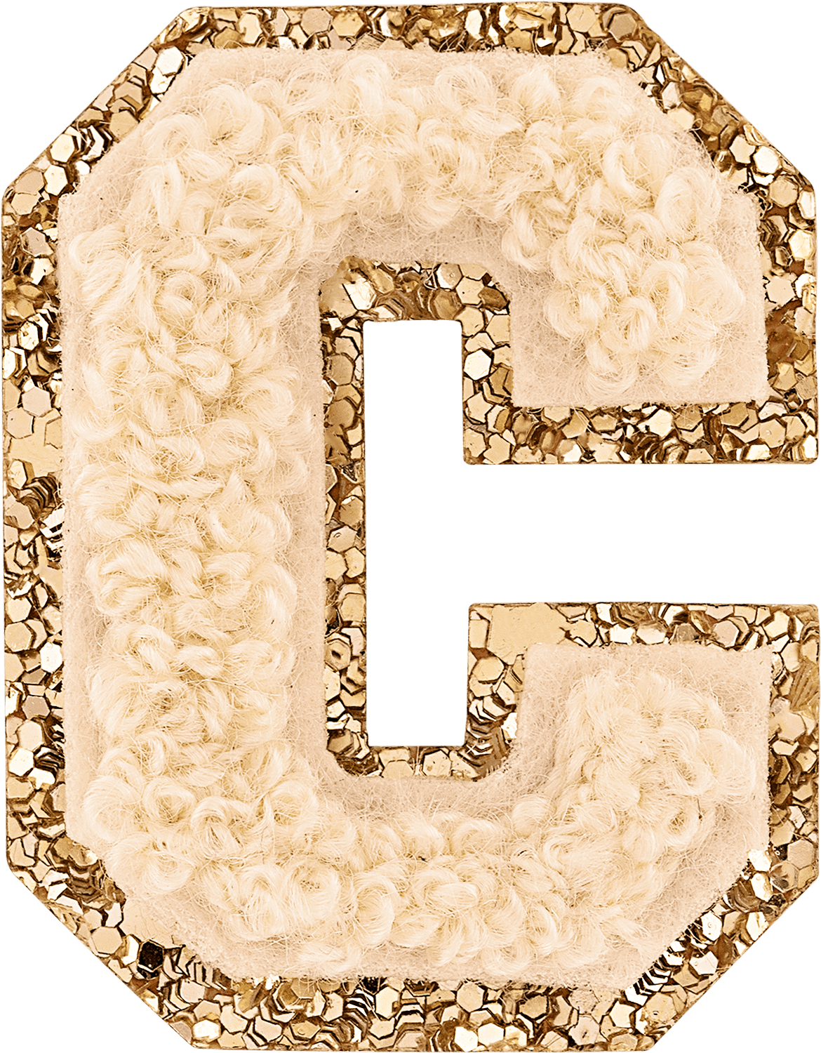 Sand Mini Glitter Varsity Letter Patch