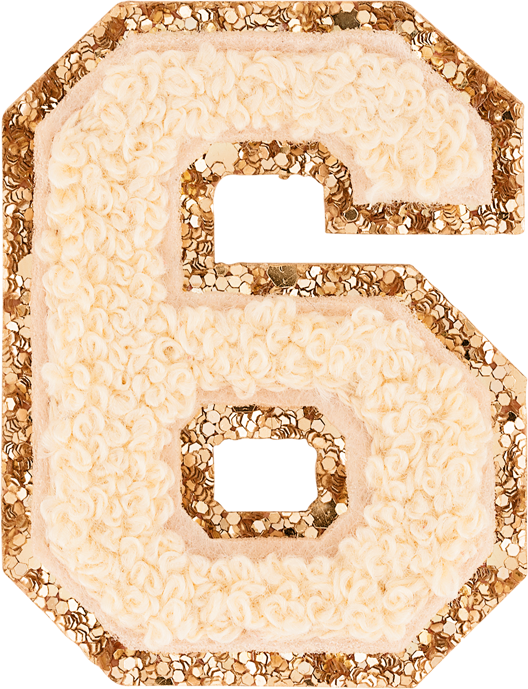 Sand Glitter Varsity Number Patch