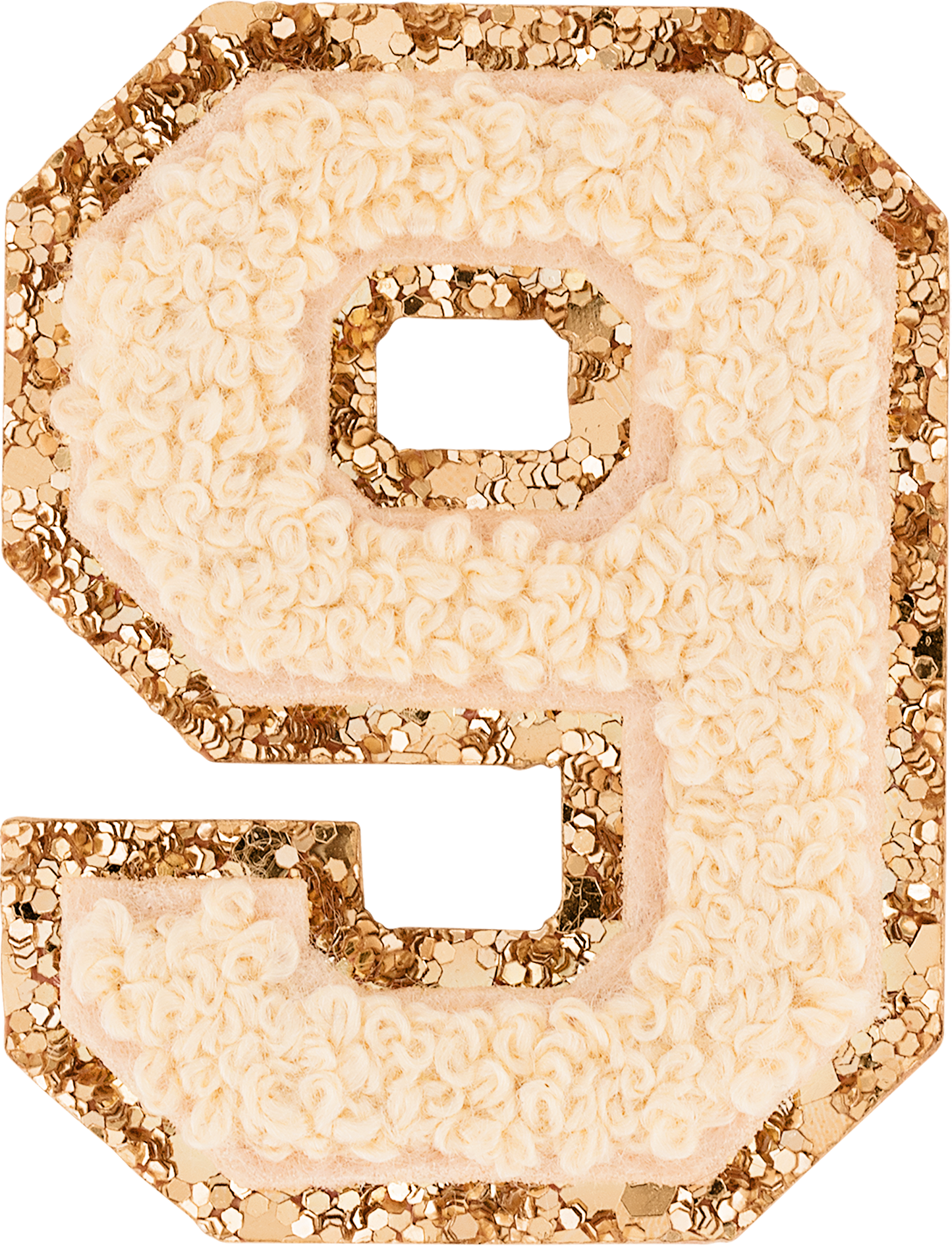 Sand Glitter Varsity Number Patch