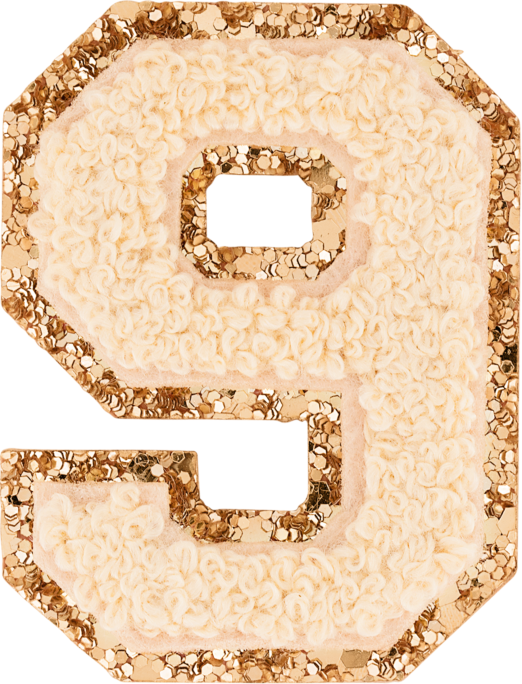 Sand Glitter Varsity Number Patch