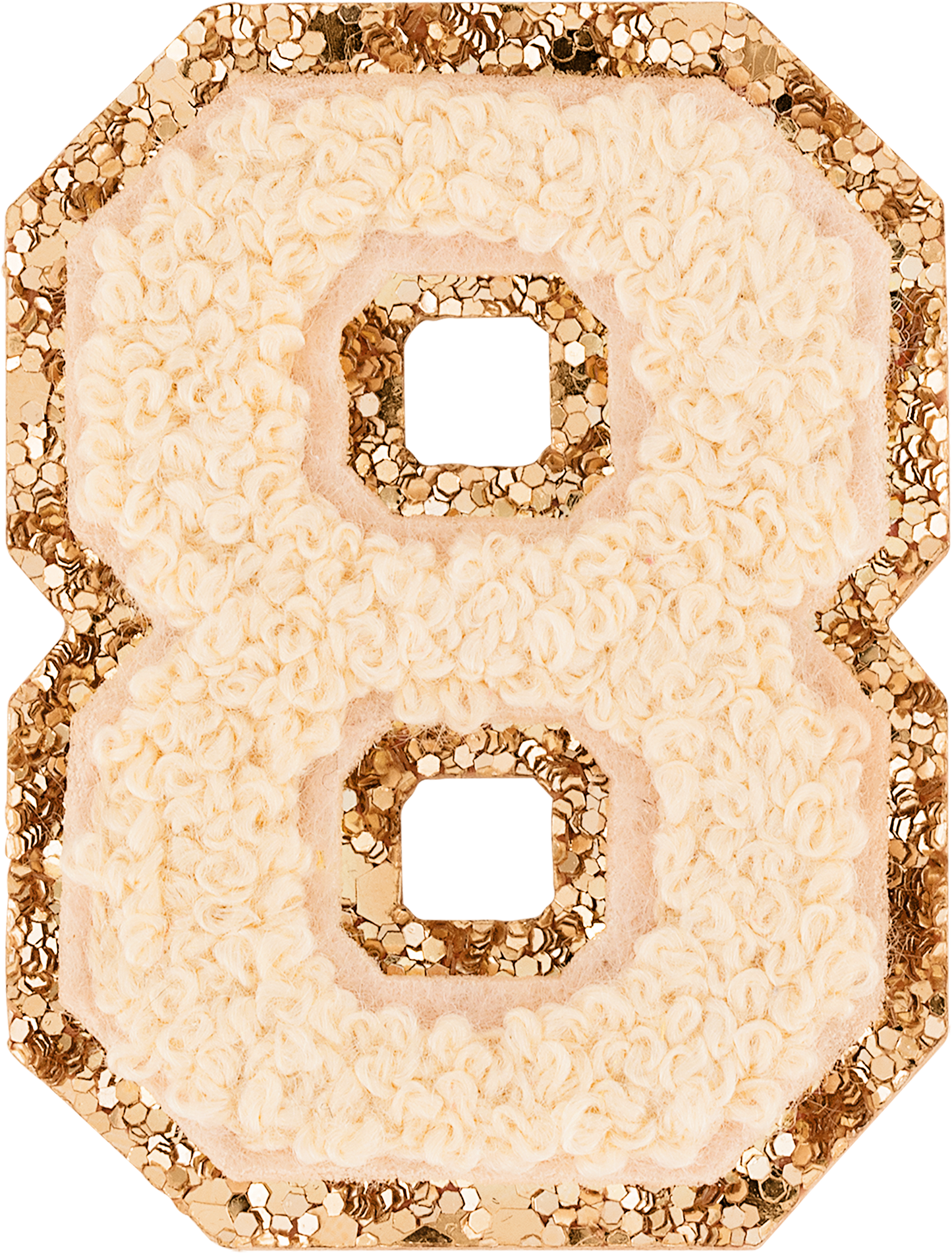 Sand Glitter Varsity Number Patch