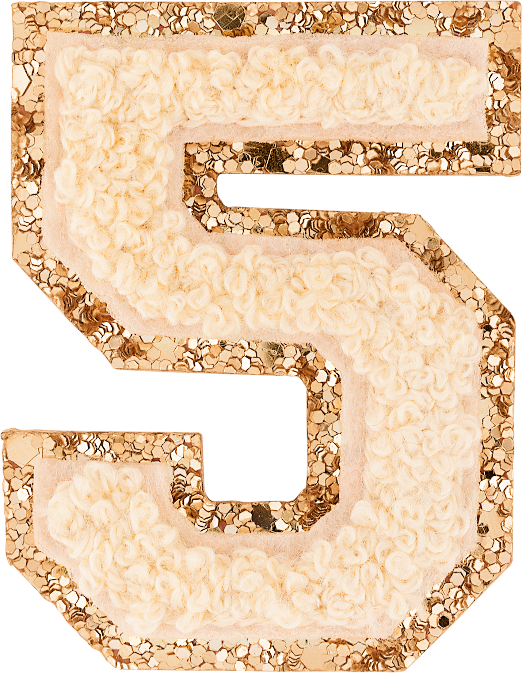 Sand Glitter Varsity Number Patch