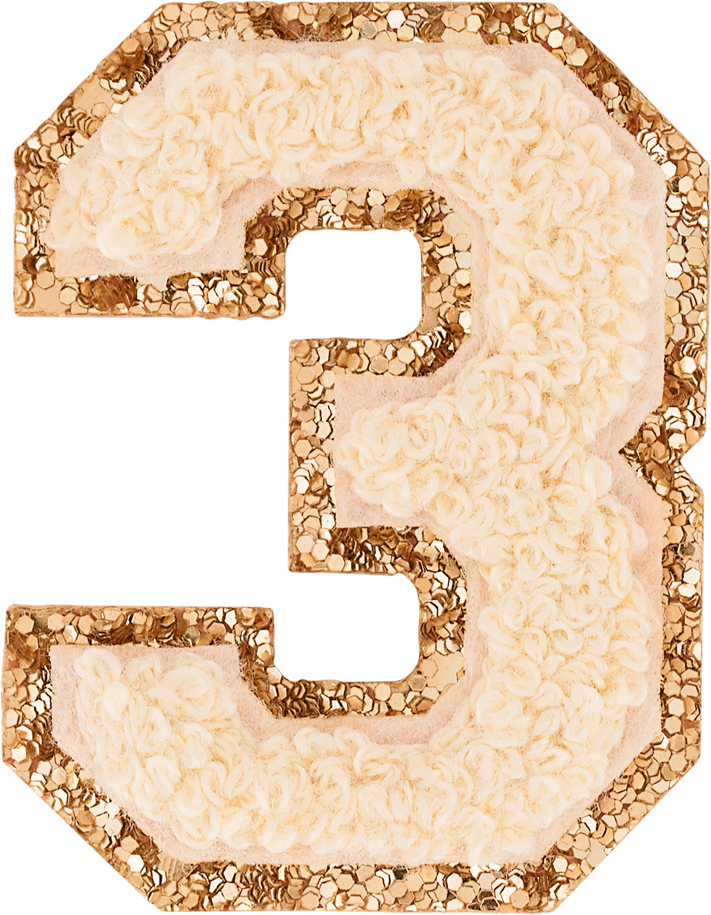 Sand Glitter Varsity Number Patch