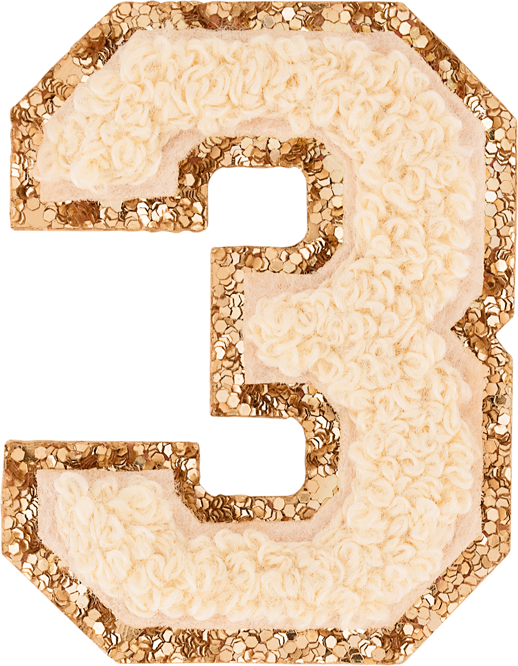 Sand Glitter Varsity Number Patch