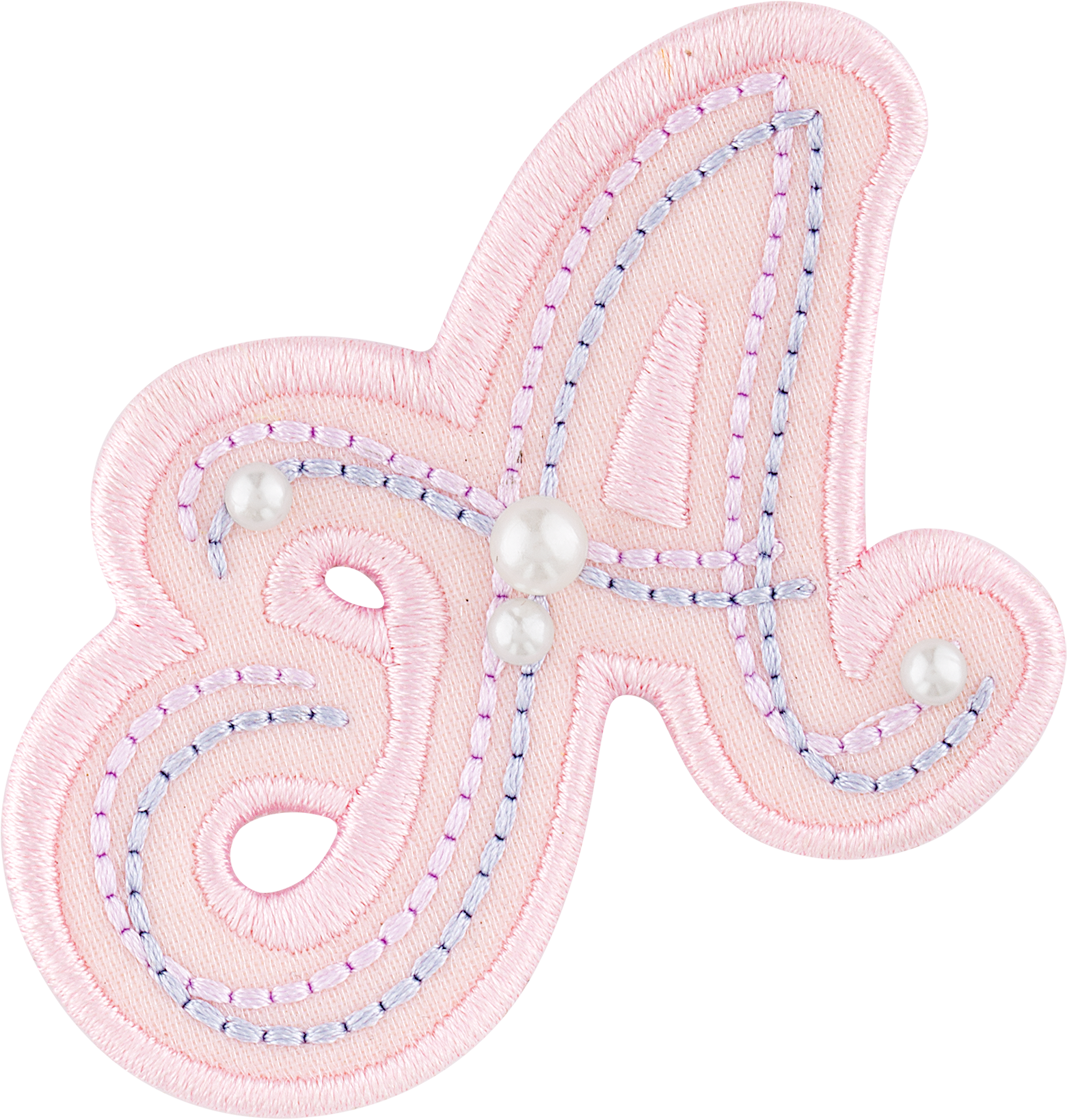 Pearl-Embellished Script Letter Patch