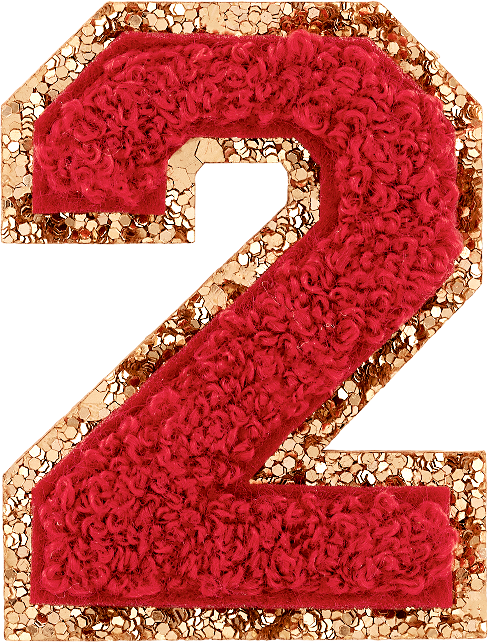 Ruby Glitter Varsity Number Patch