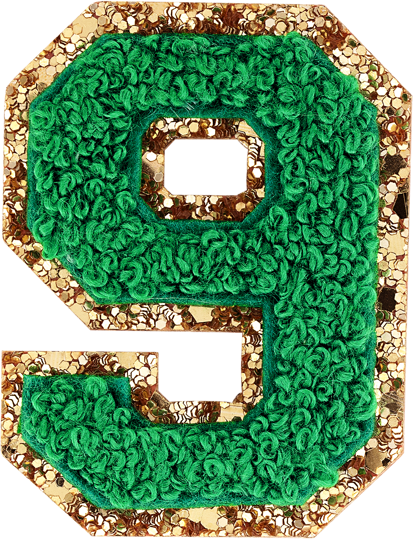 Green Glitter Varsity Number Patch