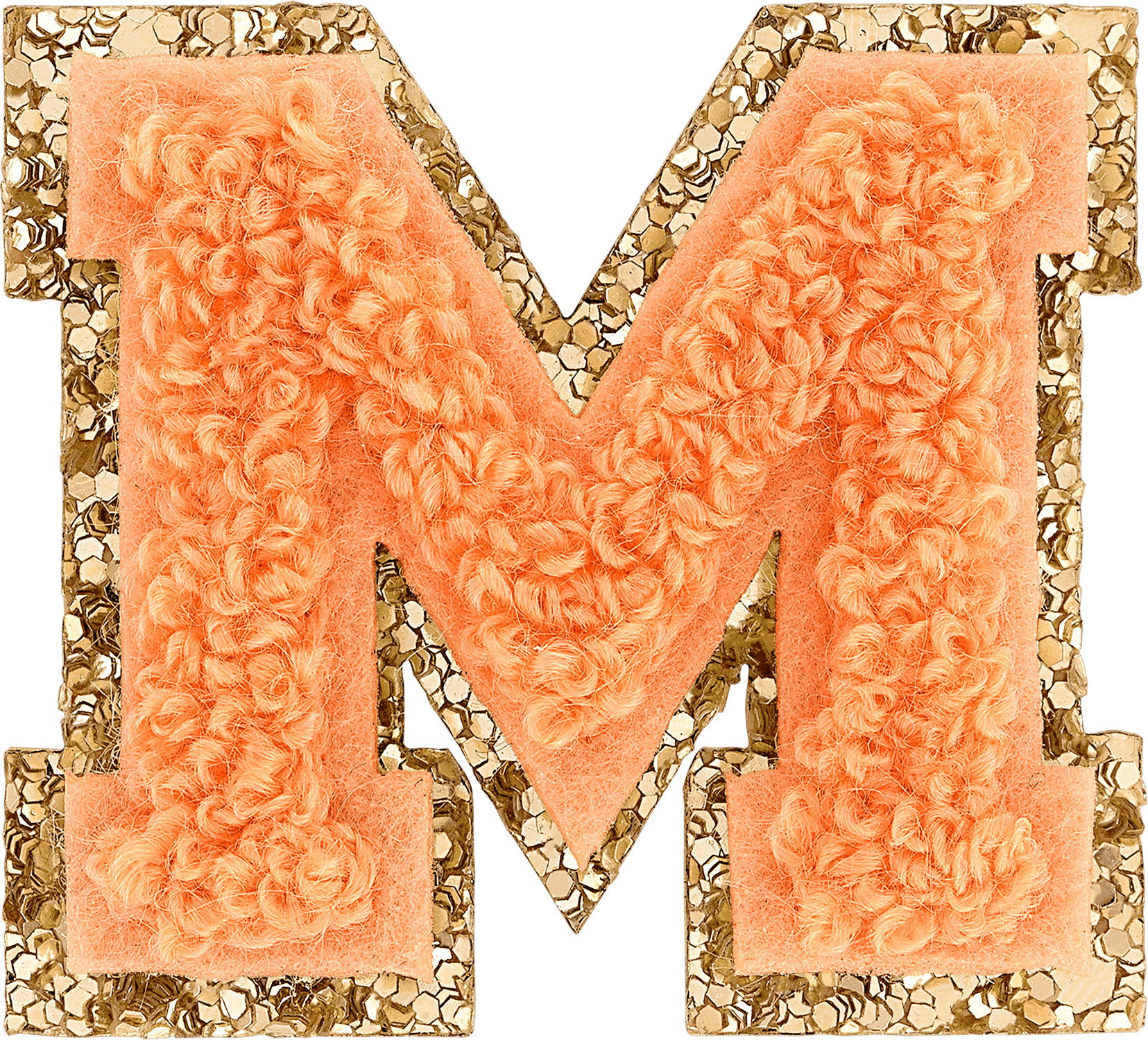 Peach Mini Glitter Varsity Letter Patch