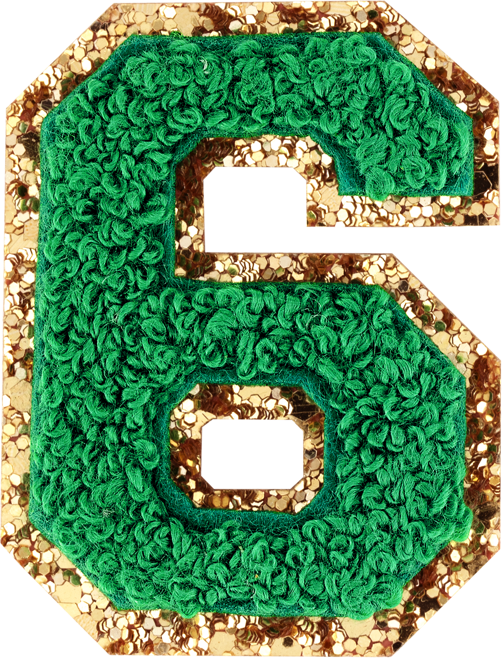 Green Glitter Varsity Number Patch