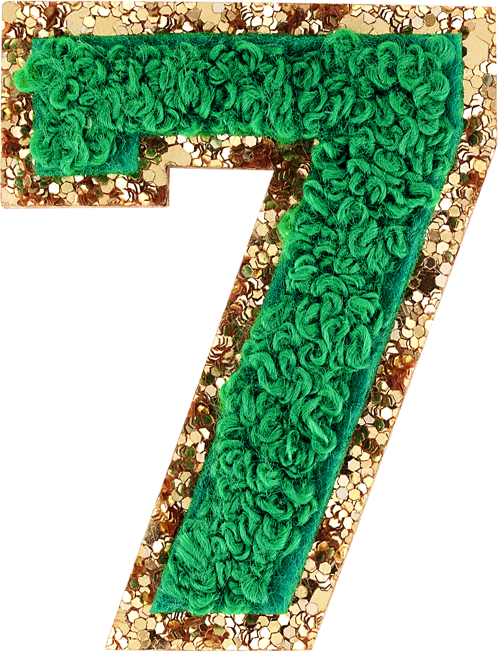 Green Glitter Varsity Number Patch