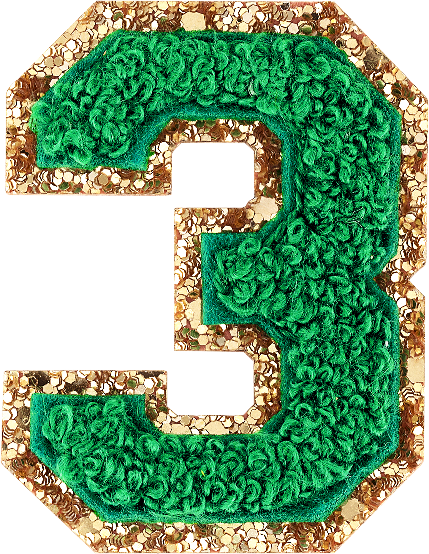Green Glitter Varsity Number Patch