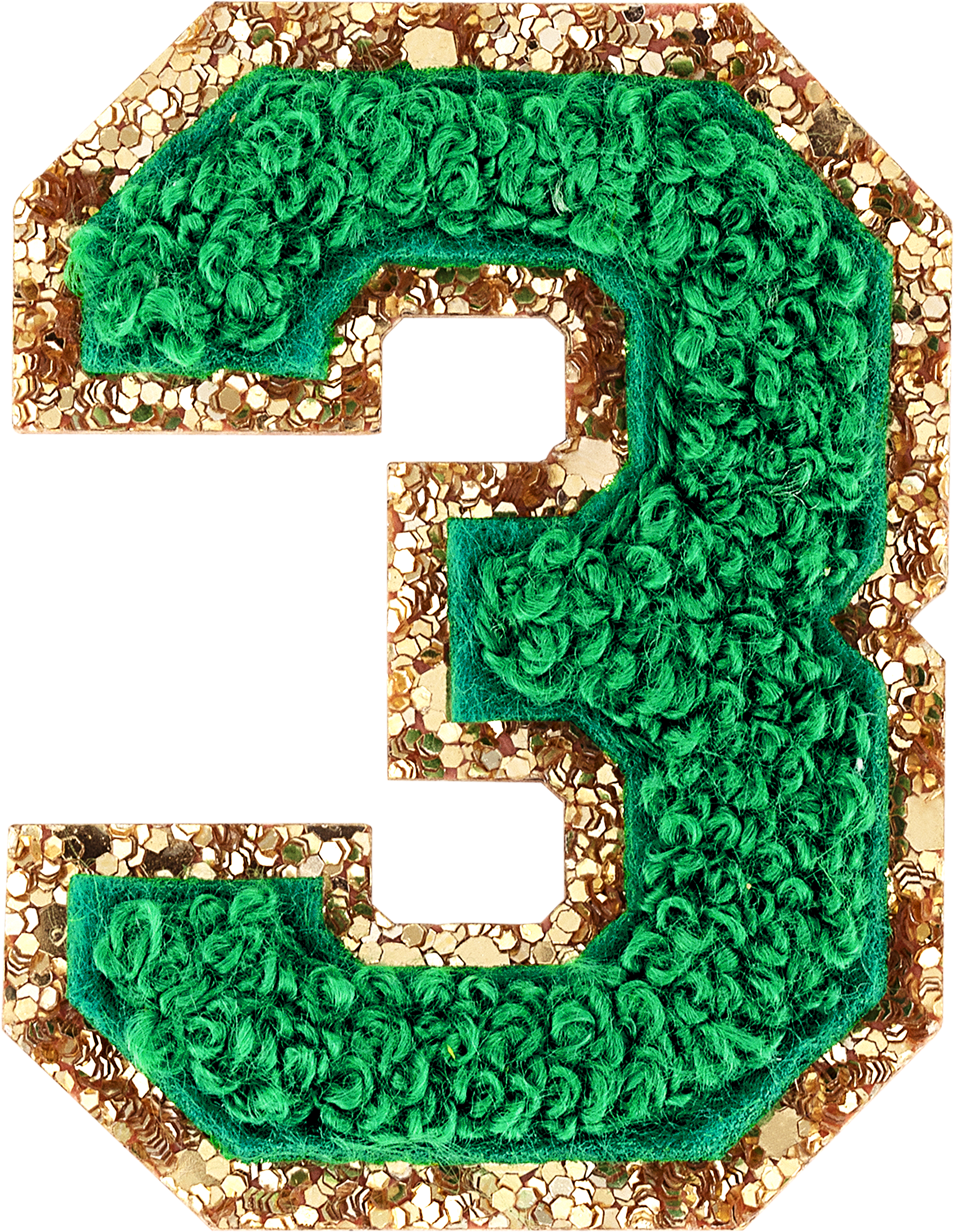 Green Glitter Varsity Number Patch