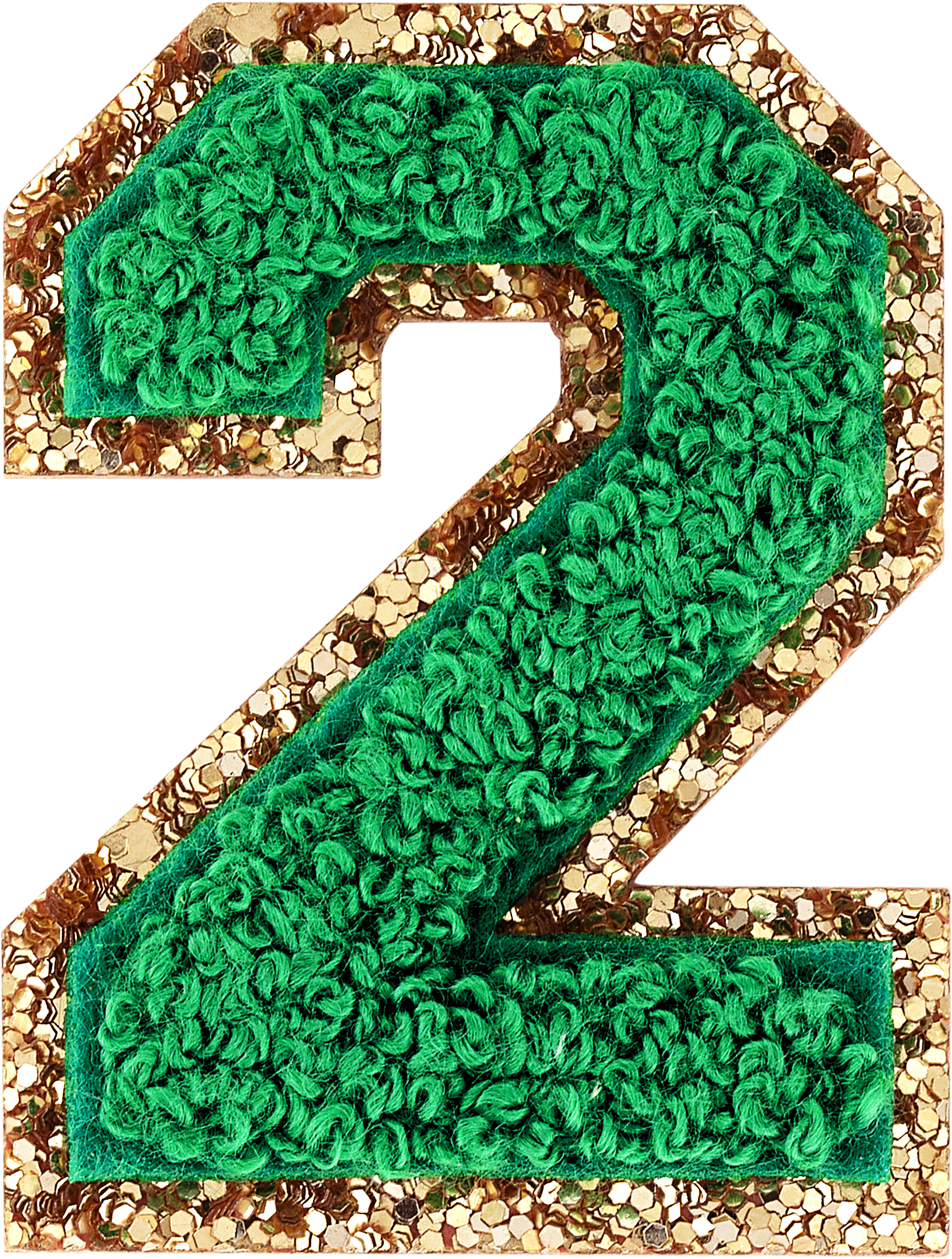 Green Glitter Varsity Number Patch