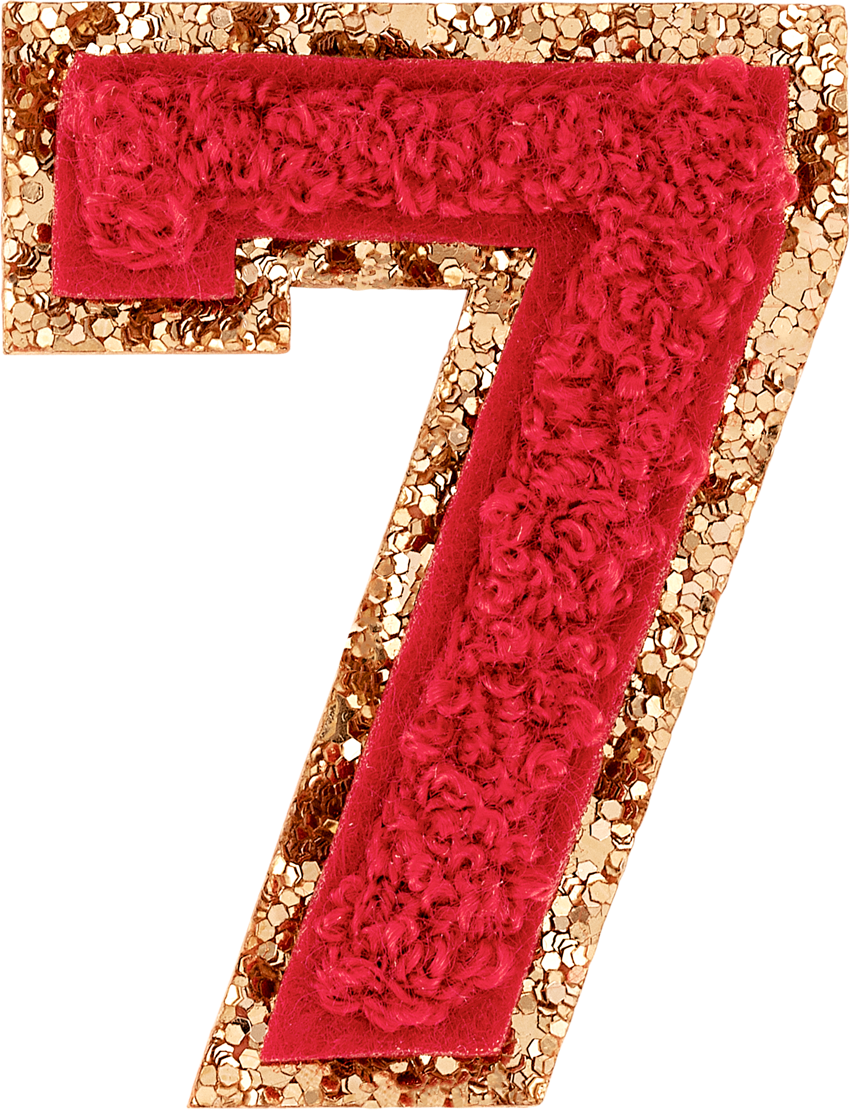 Ruby Glitter Varsity Number Patch