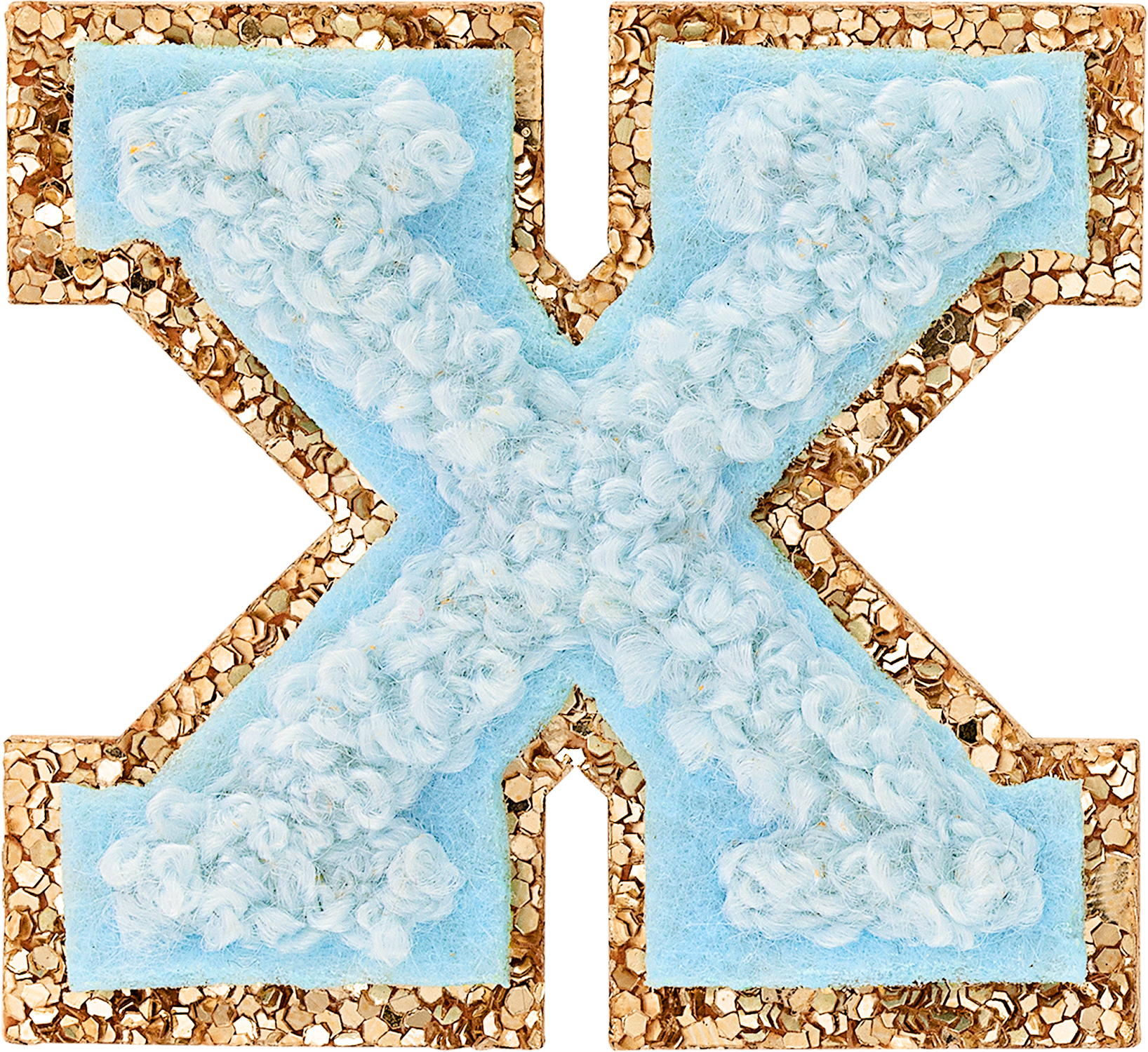 Sky Mini Glitter Varsity Letter Patch