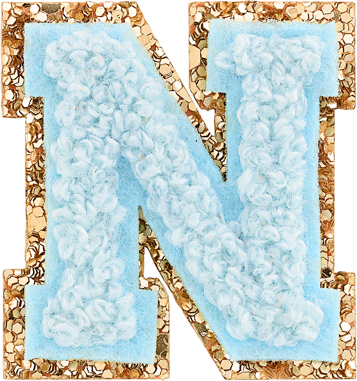 Sky Mini Glitter Varsity Letter Patch