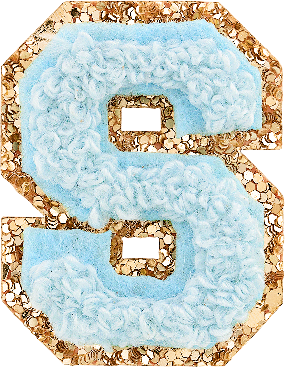 Sky Mini Glitter Varsity Letter Patch