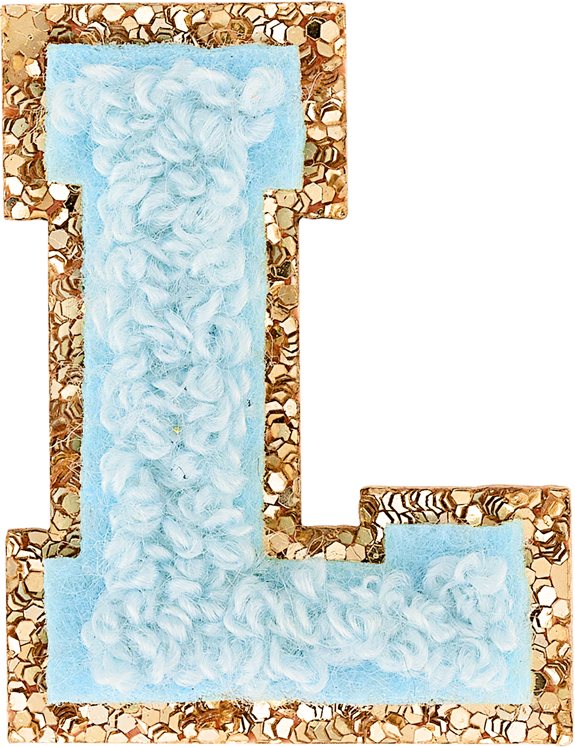 Sky Mini Glitter Varsity Letter Patch