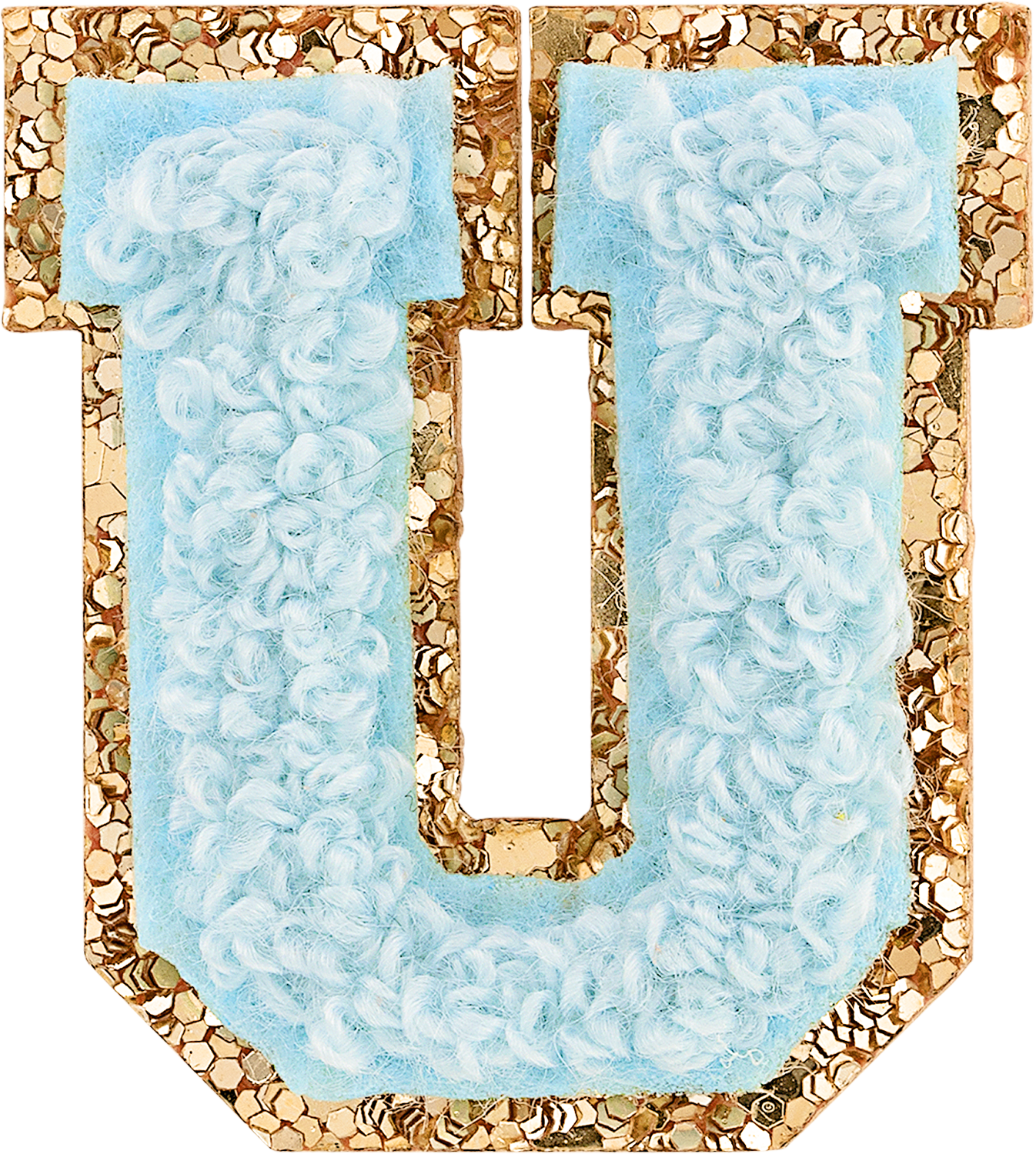 Sky Mini Glitter Varsity Letter Patch
