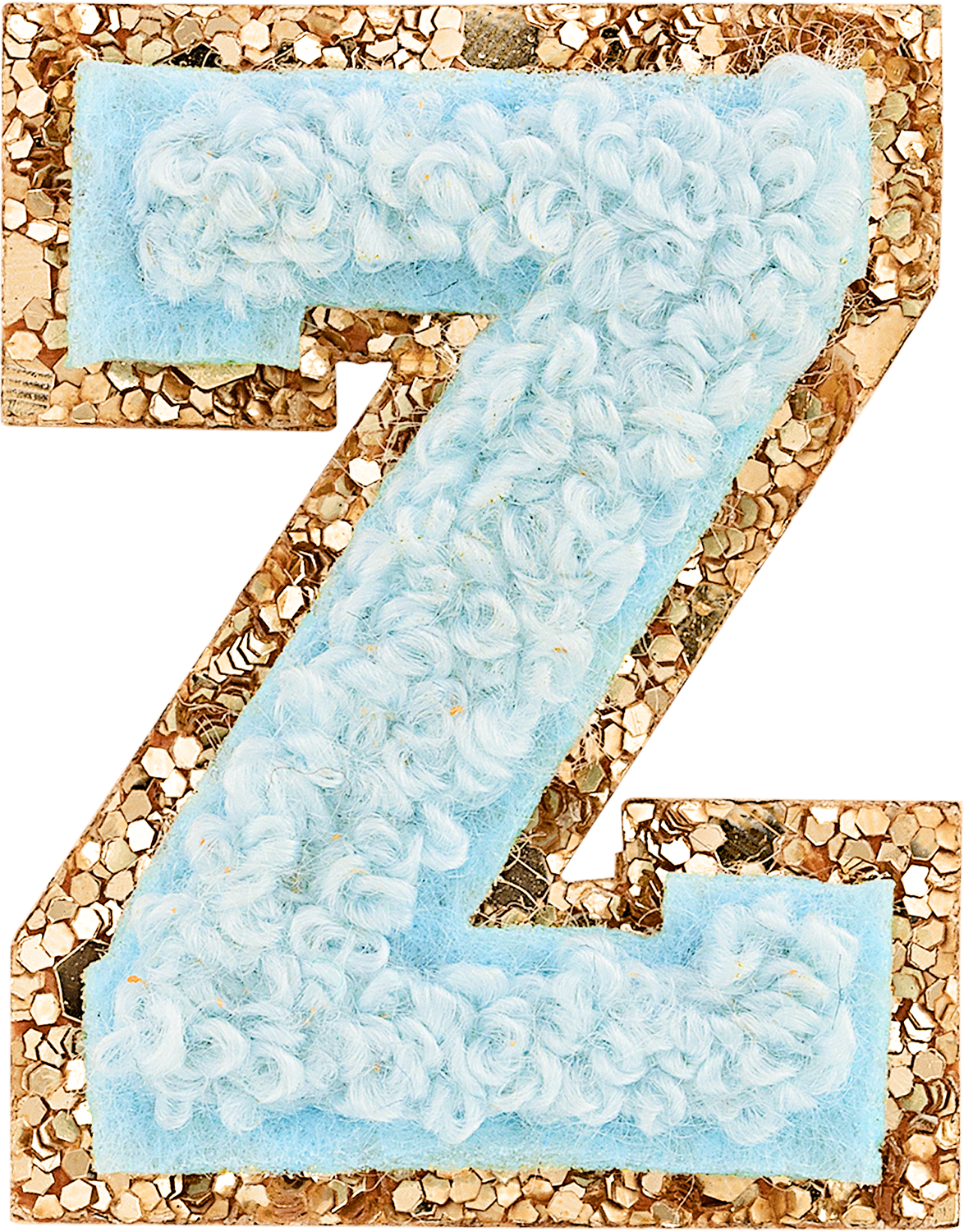 Sky Mini Glitter Varsity Letter Patch