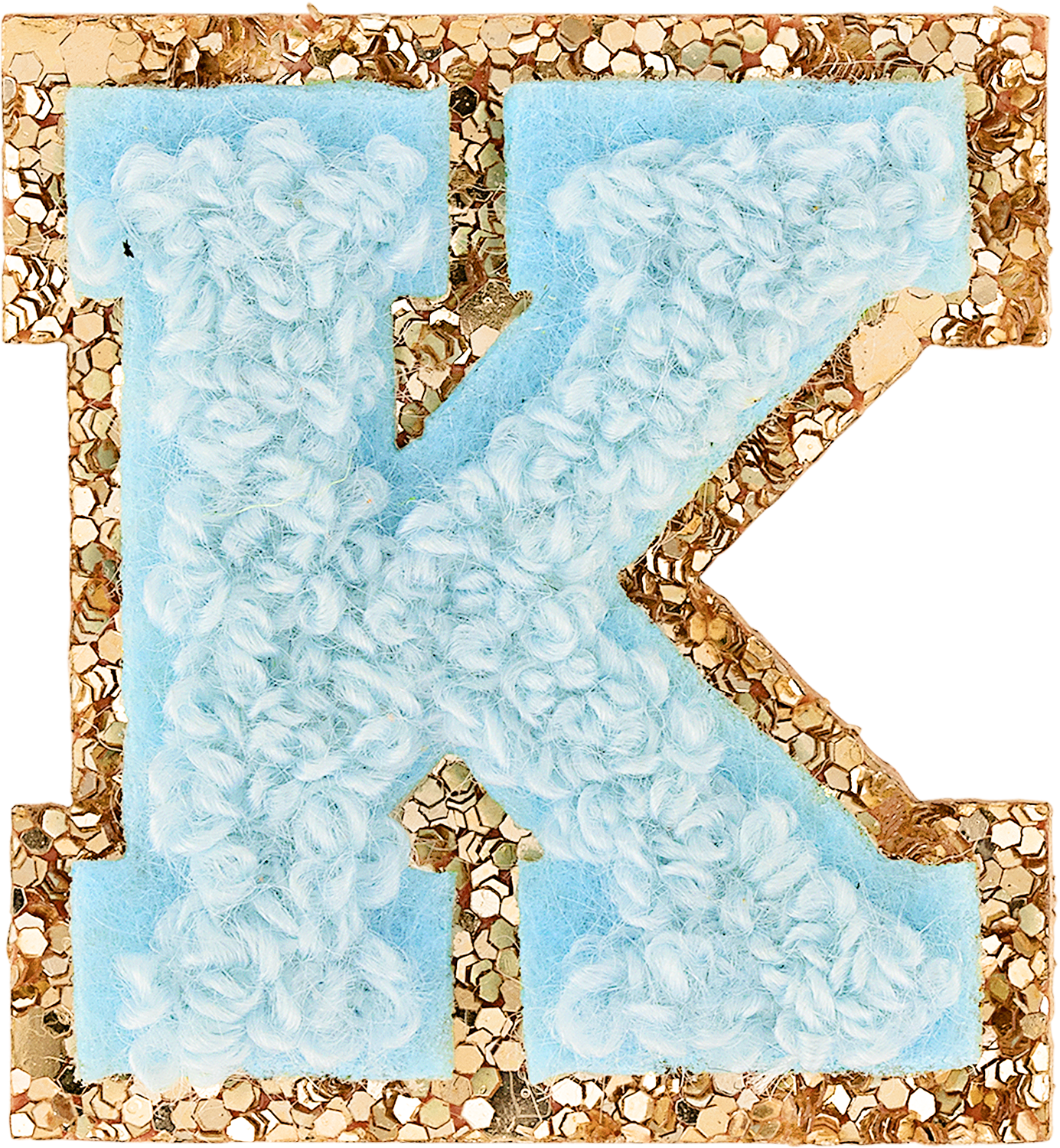 Sky Mini Glitter Varsity Letter Patch