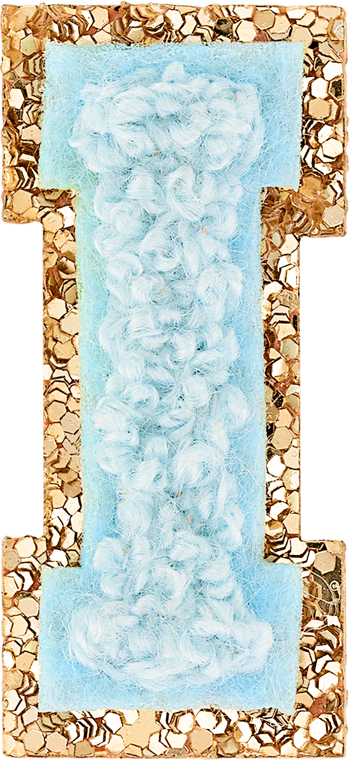 Sky Mini Glitter Varsity Letter Patch
