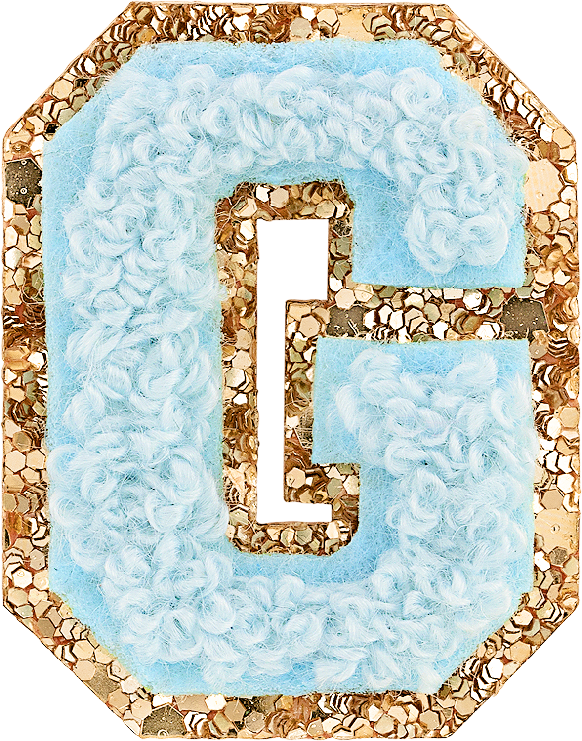Sky Mini Glitter Varsity Letter Patch