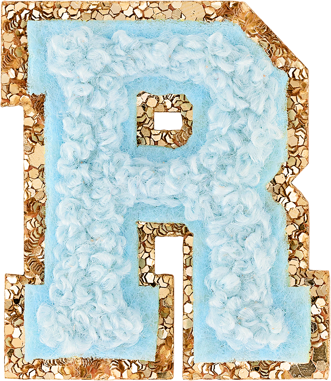 Sky Mini Glitter Varsity Letter Patch