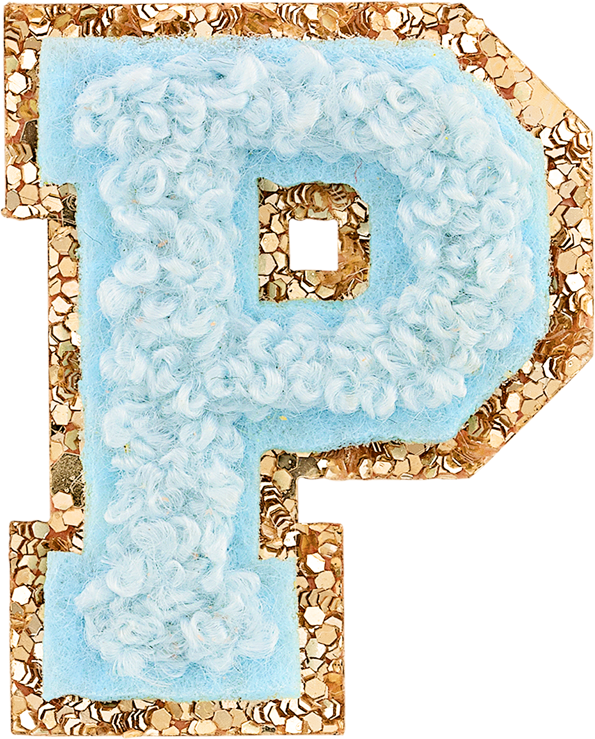 Sky Mini Glitter Varsity Letter Patch
