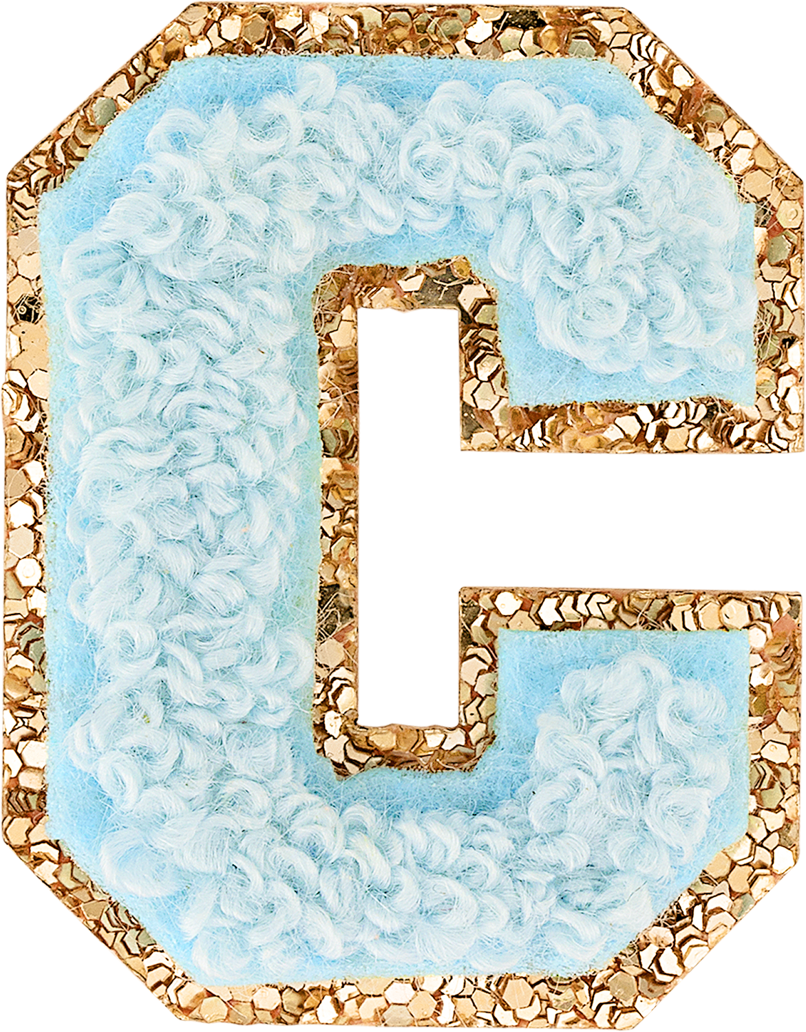 Sky Mini Glitter Varsity Letter Patch