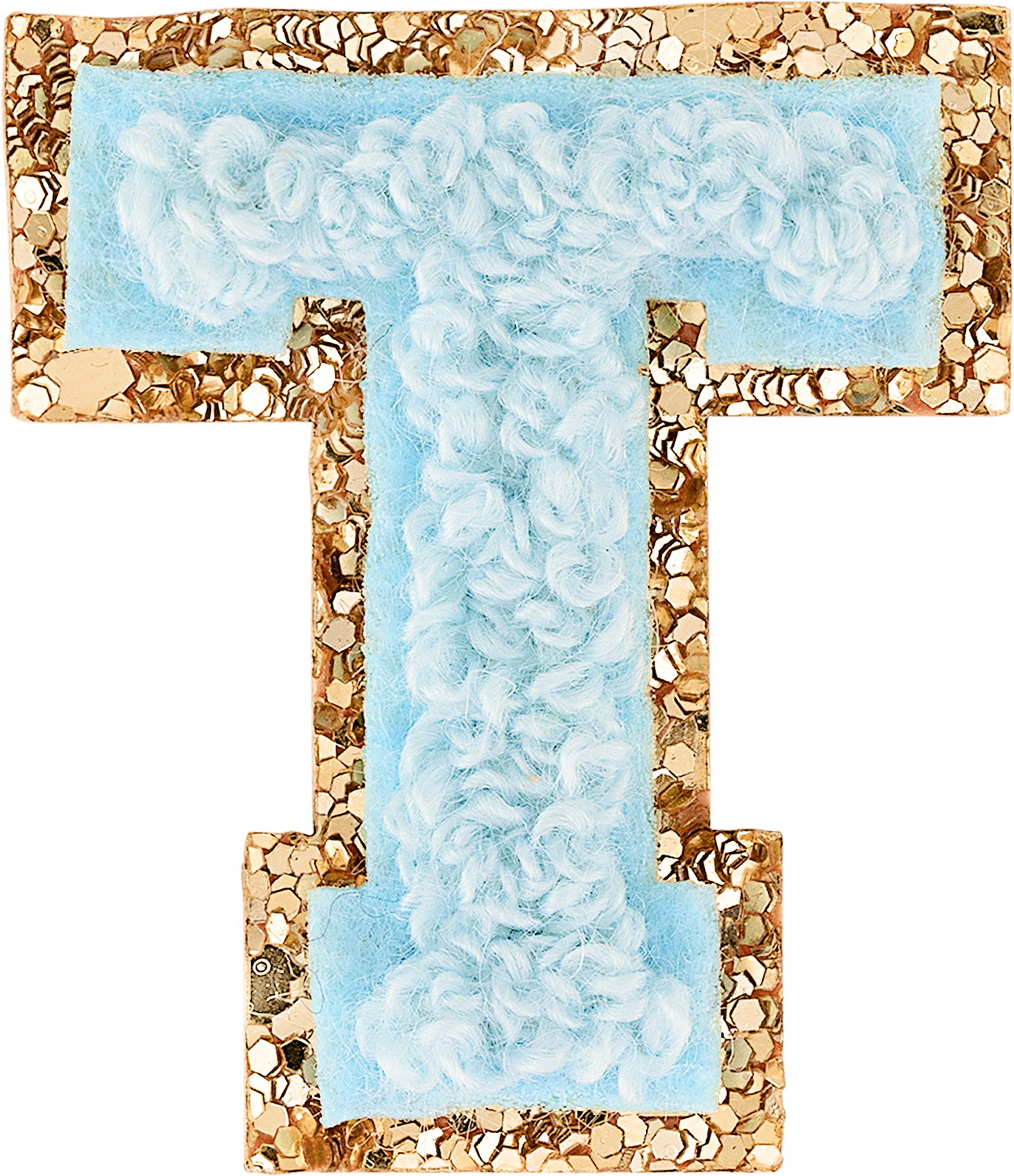 Sky Mini Glitter Varsity Letter Patch