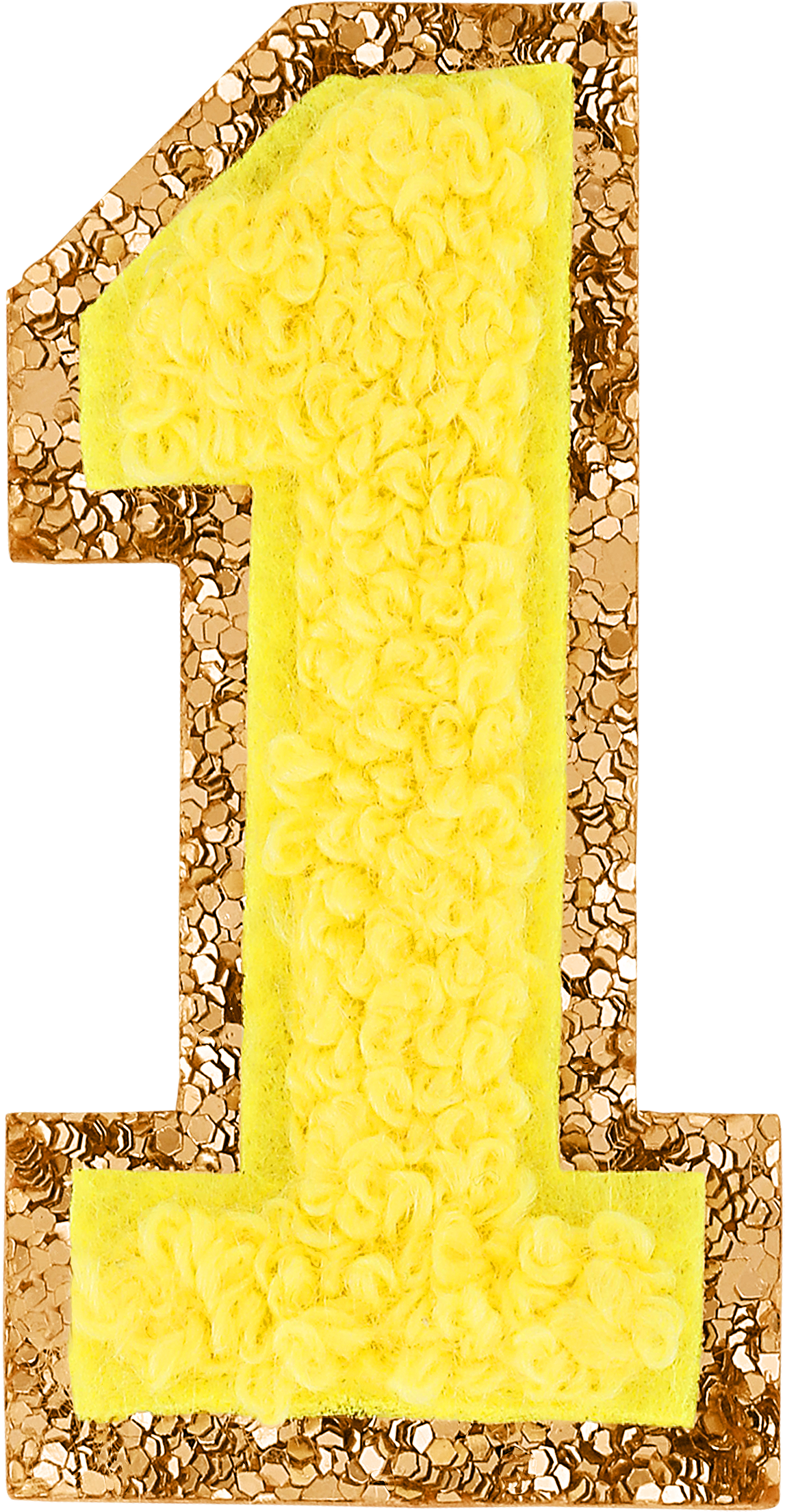 Lemon Glitter Varsity Number Patch