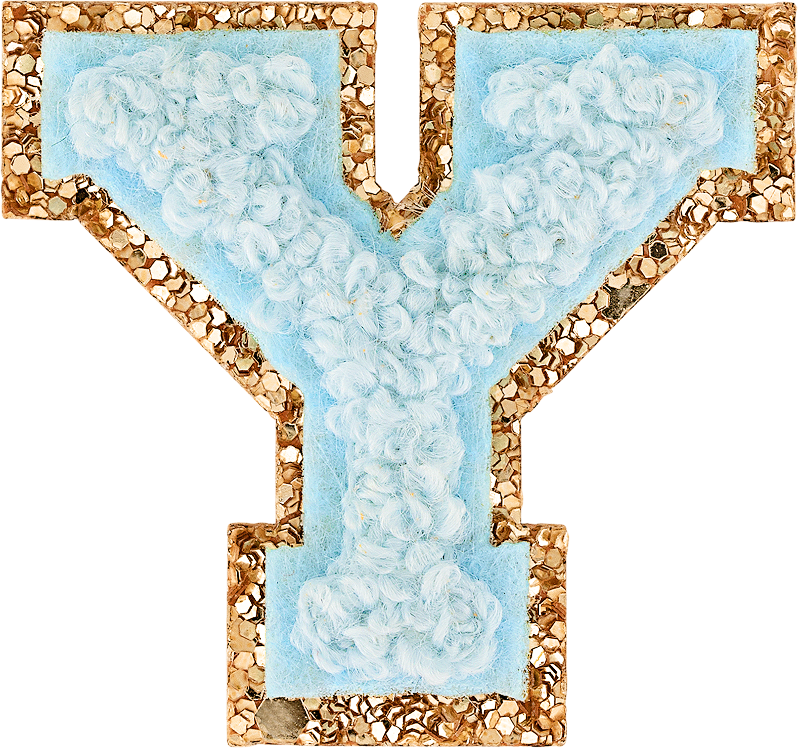 Sky Mini Glitter Varsity Letter Patch