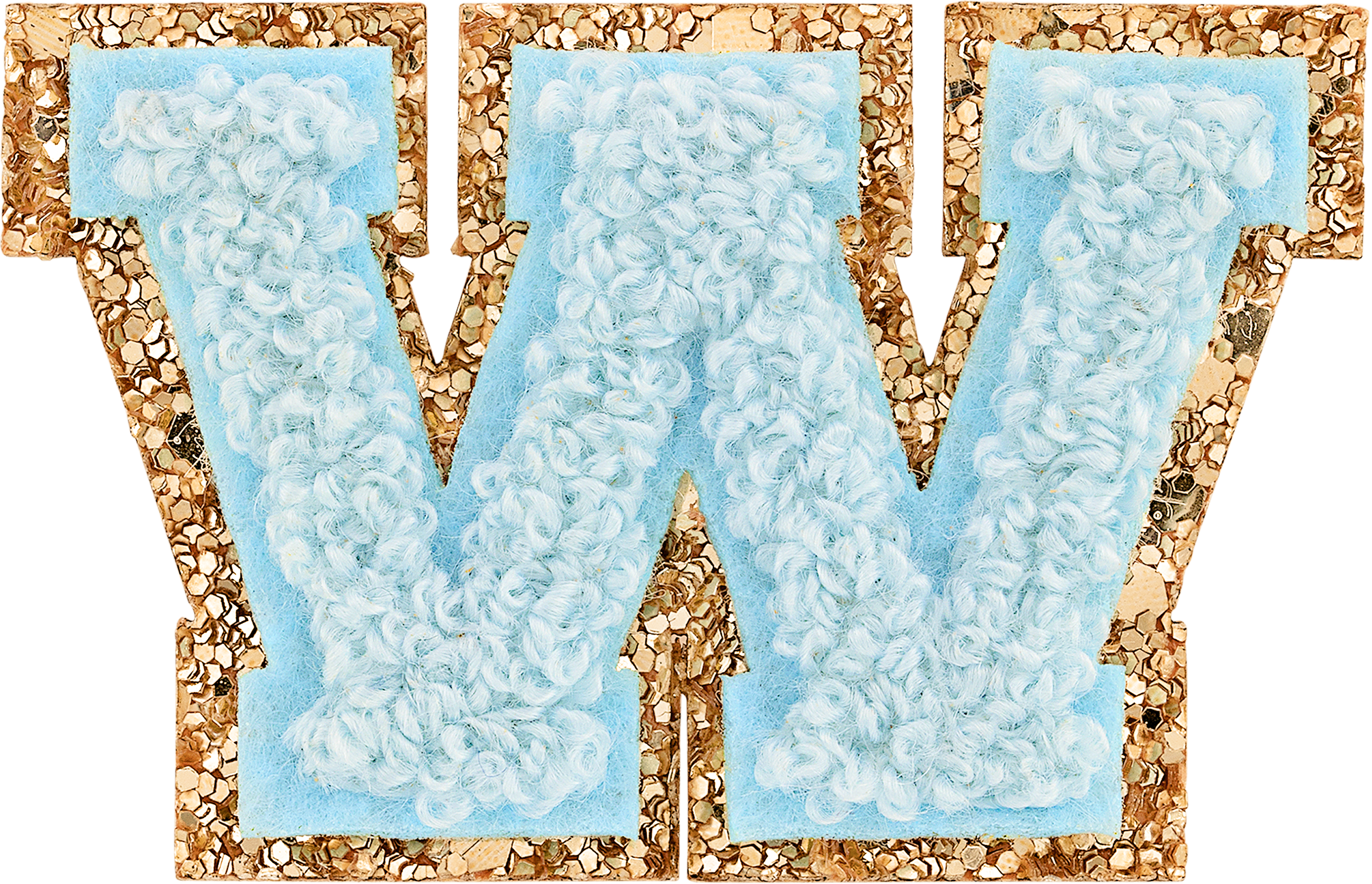 Sky Mini Glitter Varsity Letter Patch