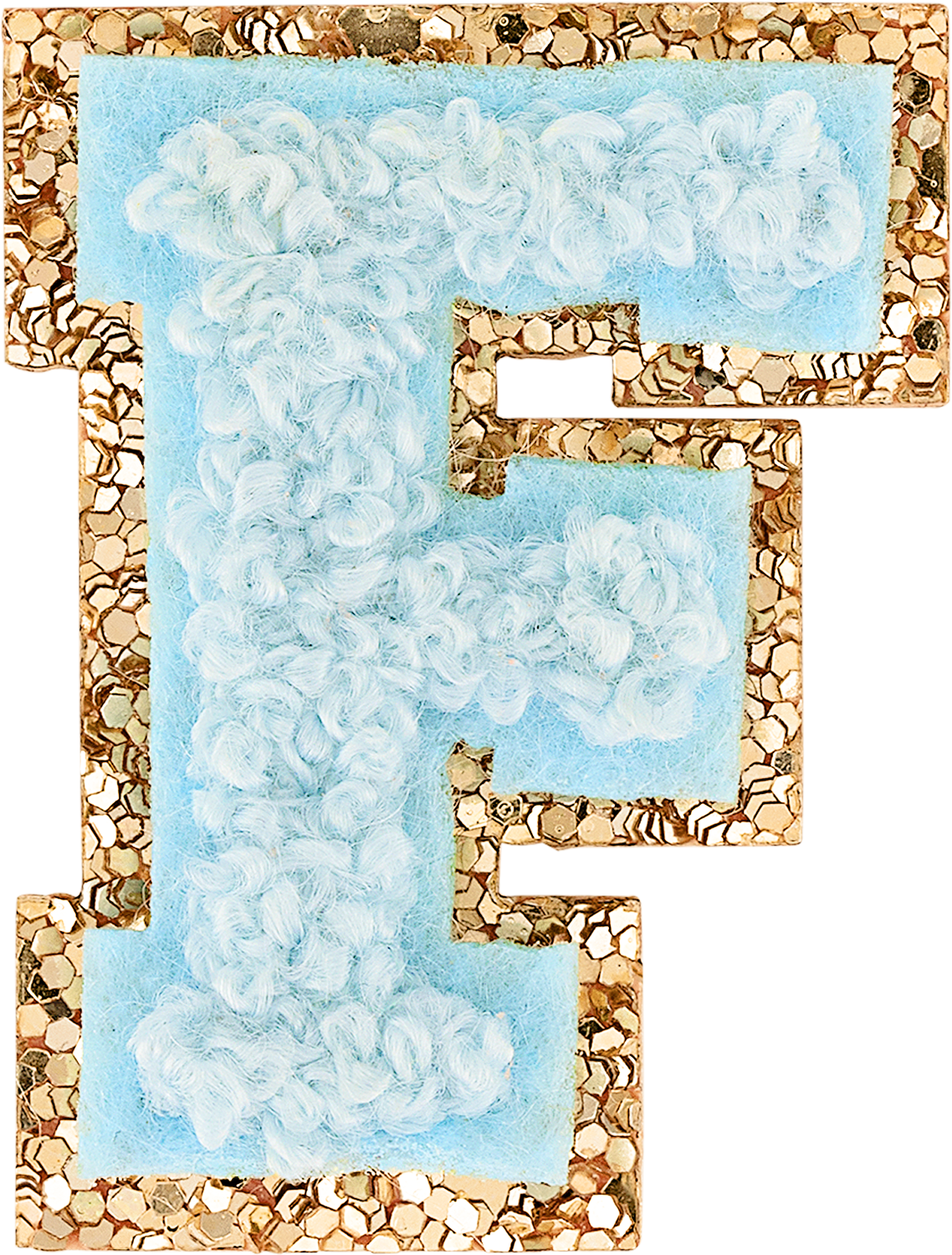 Sky Mini Glitter Varsity Letter Patch