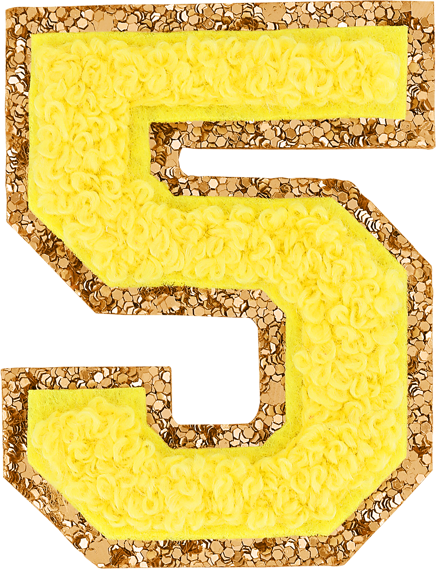 Lemon Glitter Varsity Number Patch