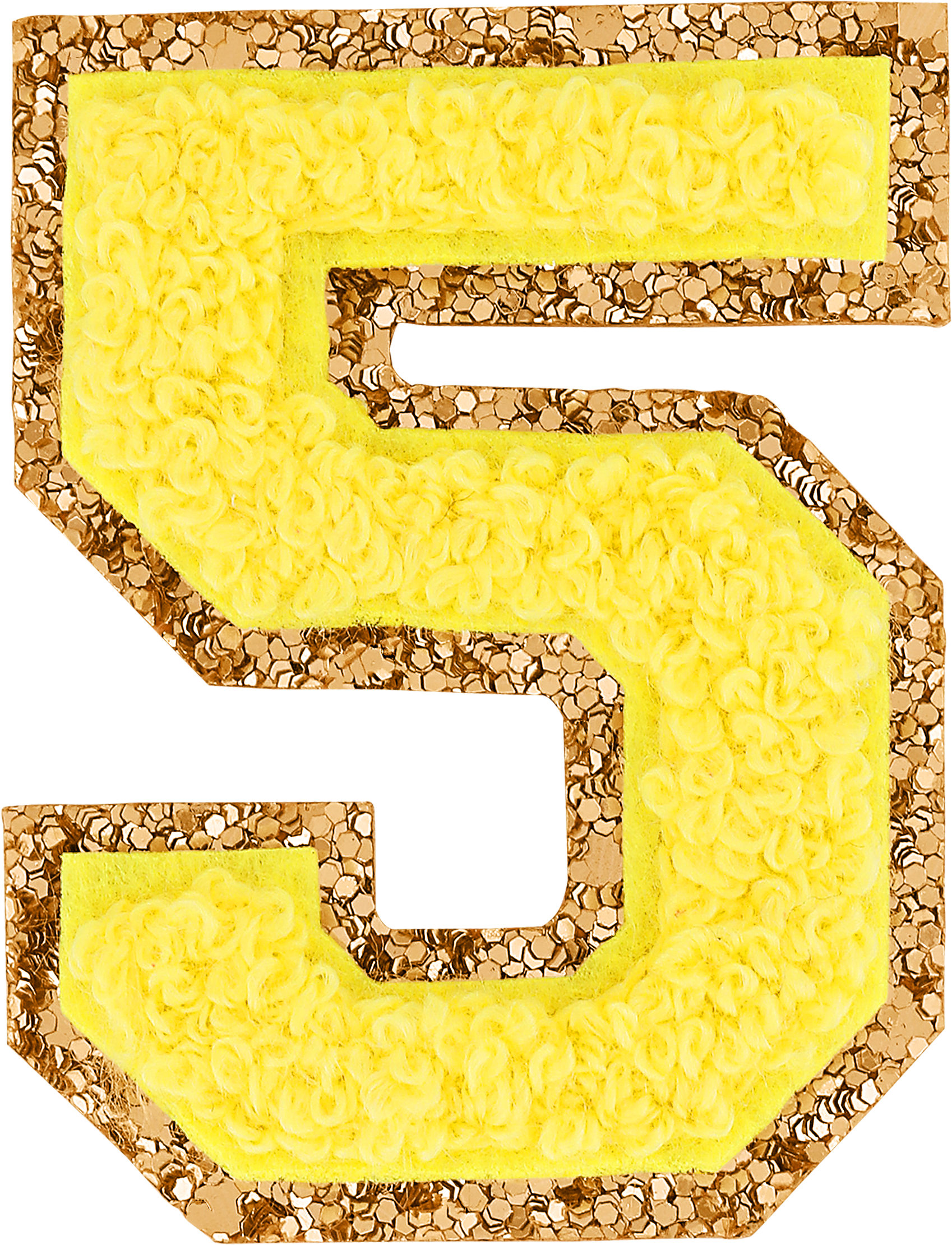 Lemon Glitter Varsity Number Patch