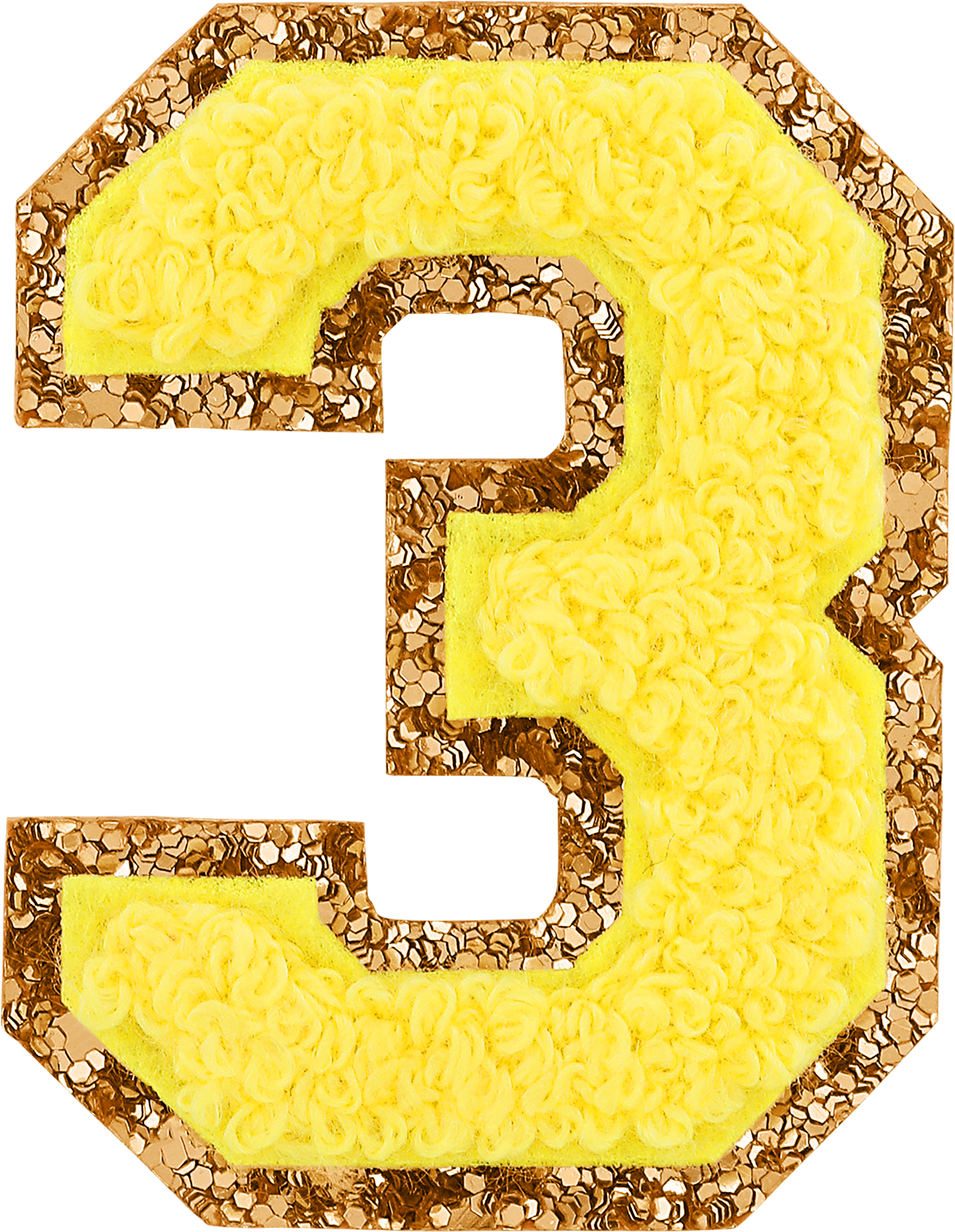 Lemon Glitter Varsity Number Patch