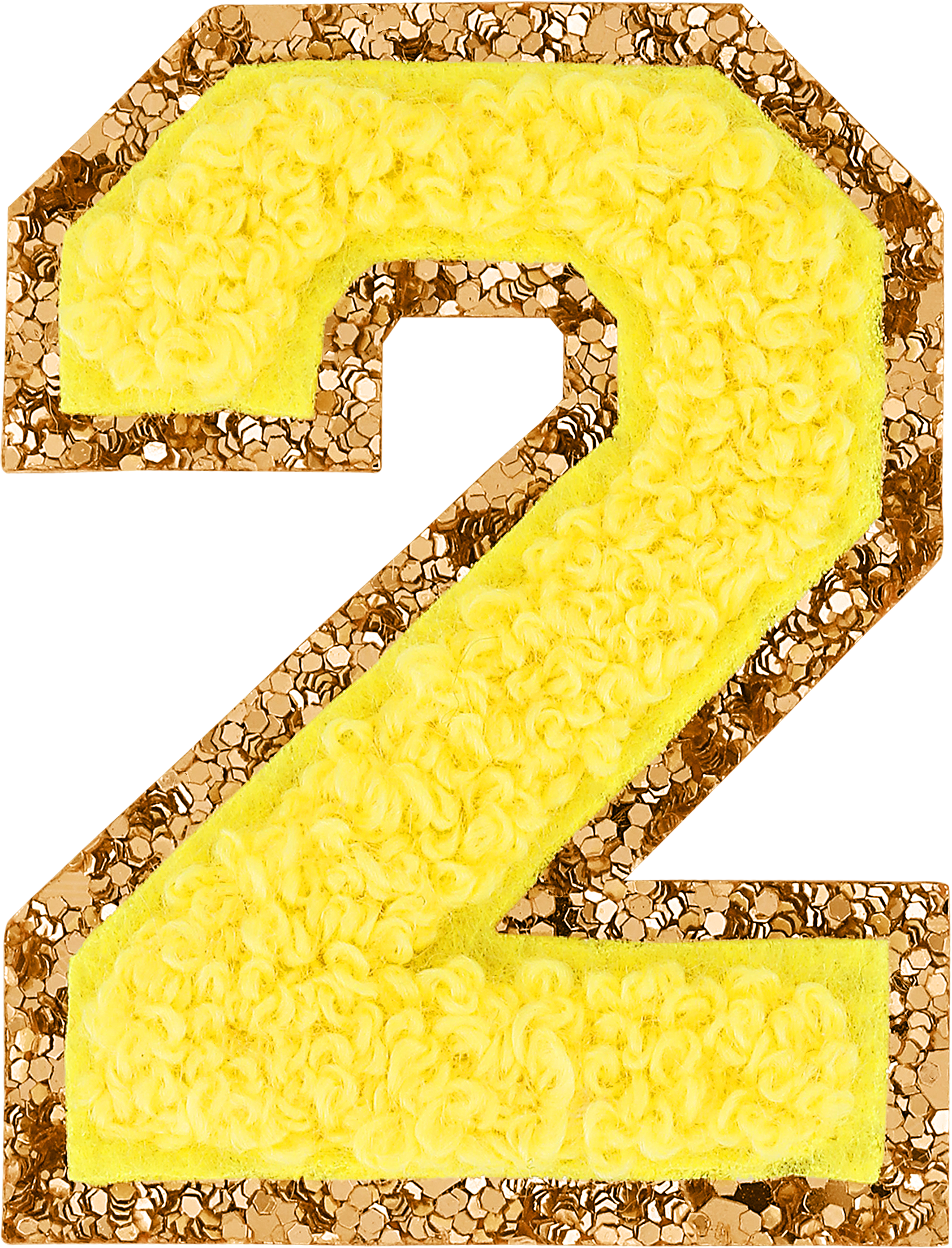 Lemon Glitter Varsity Number Patch