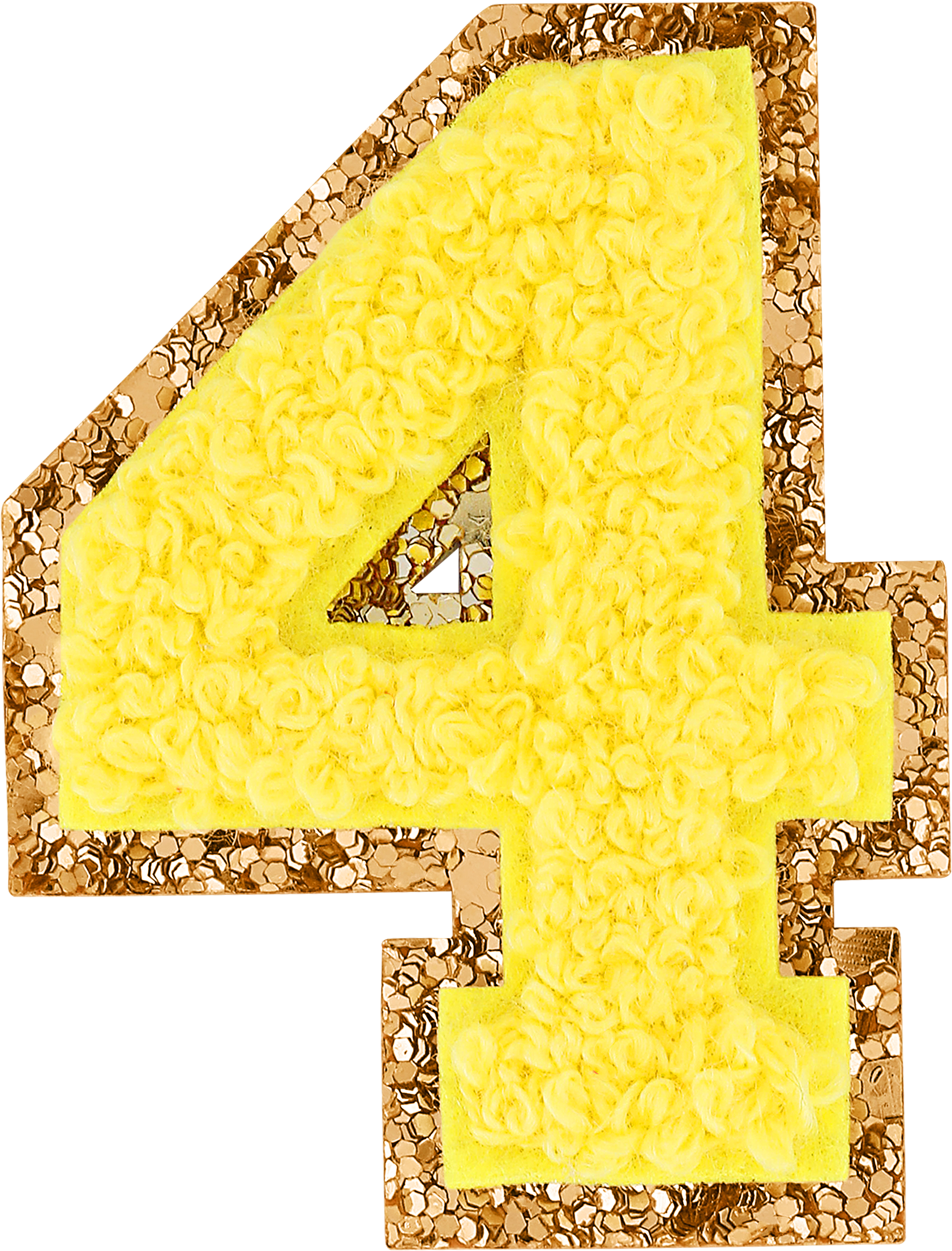 Lemon Glitter Varsity Number Patch