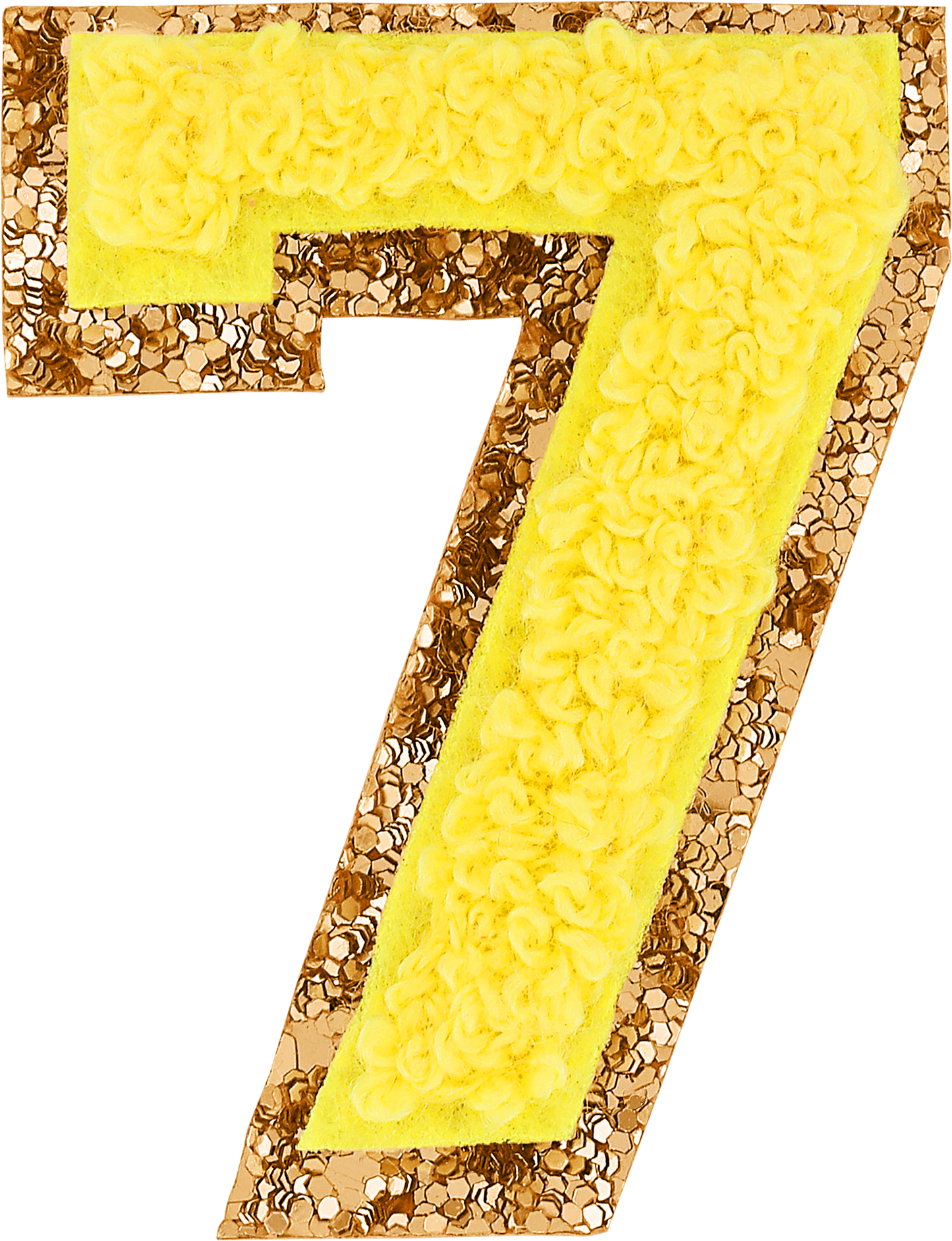 Lemon Glitter Varsity Number Patch