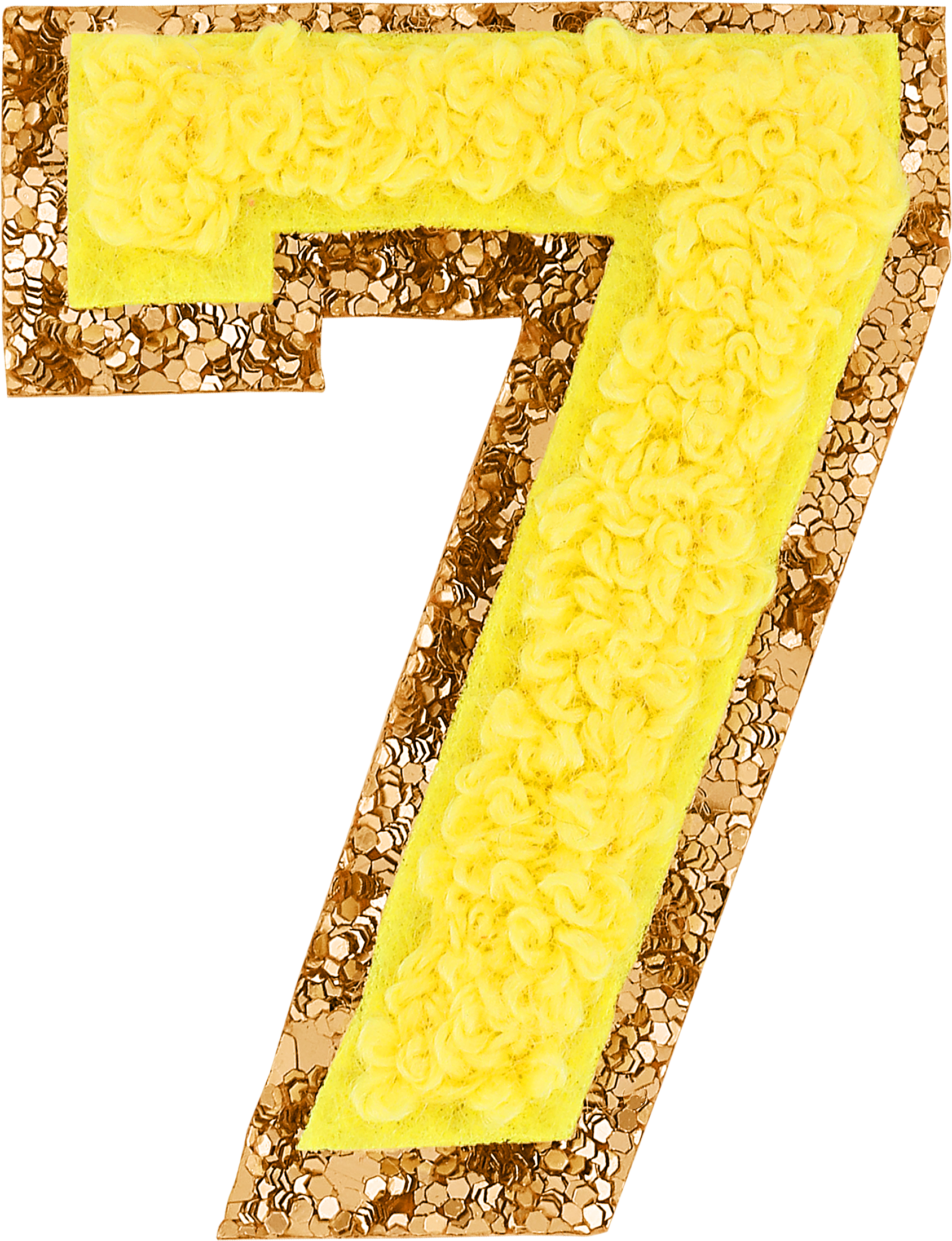 Lemon Glitter Varsity Number Patch