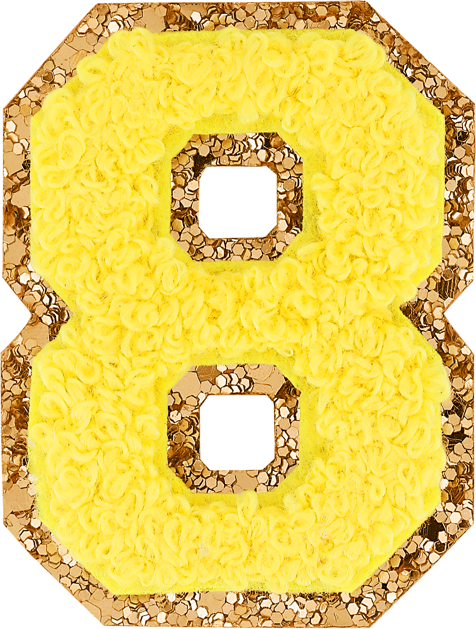 Lemon Glitter Varsity Number Patch