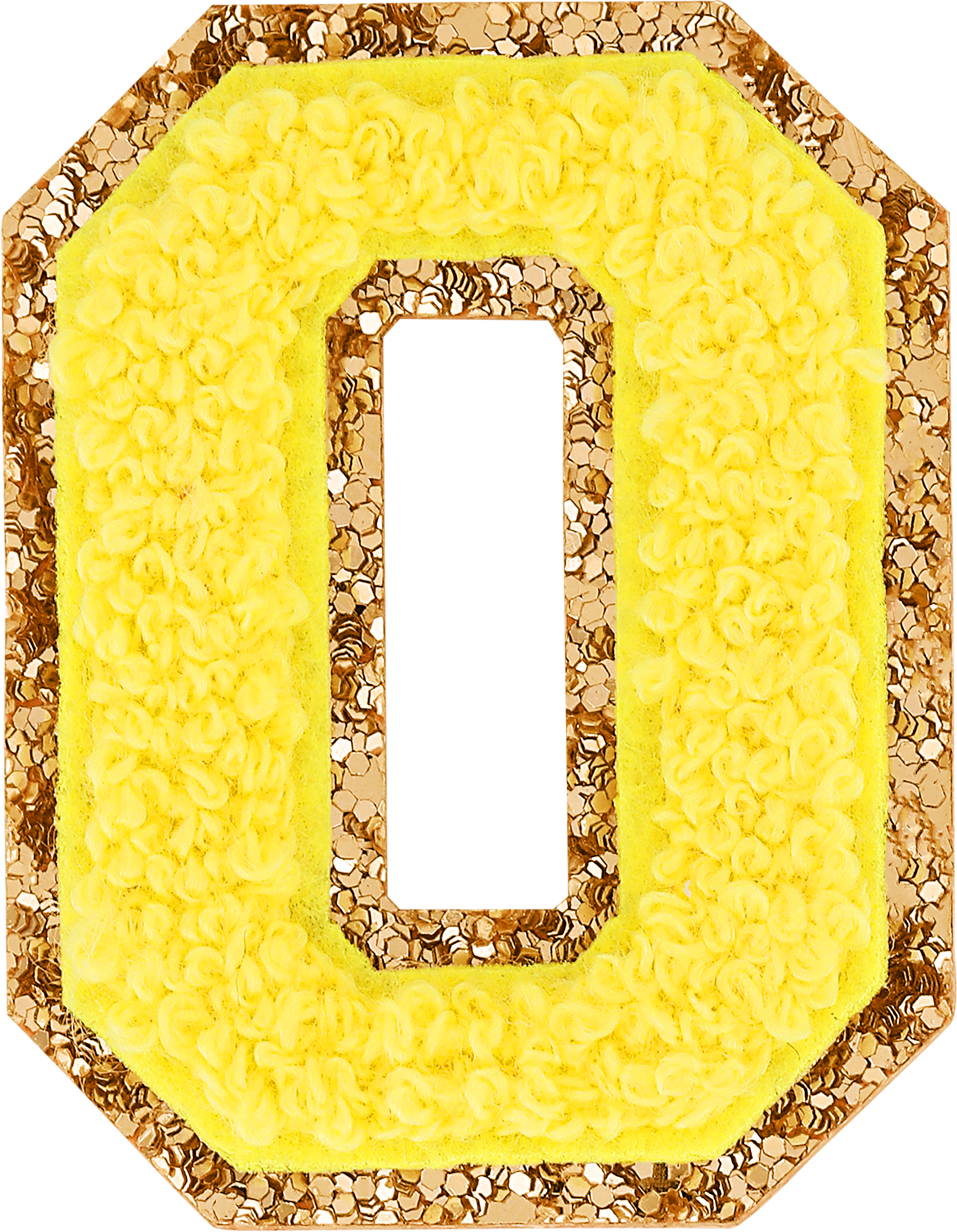 Lemon Glitter Varsity Number Patch