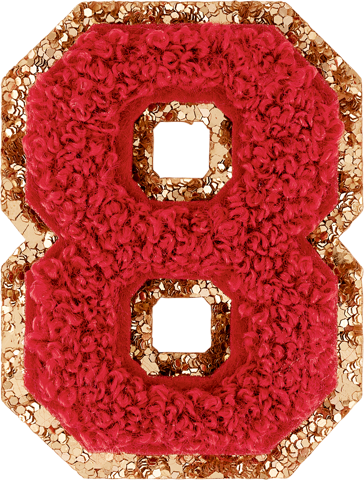 Ruby Glitter Varsity Number Patch