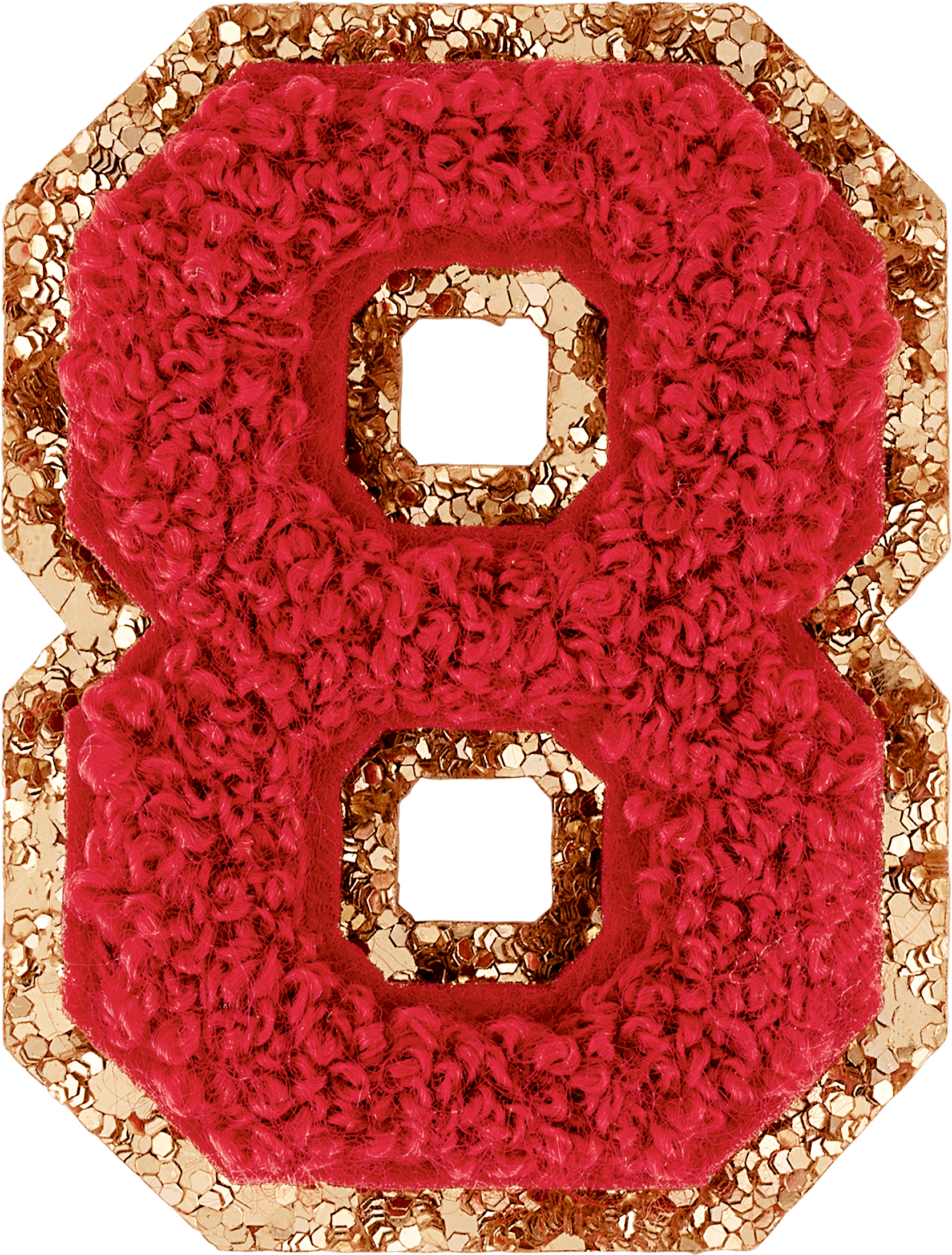 Ruby Glitter Varsity Number Patch