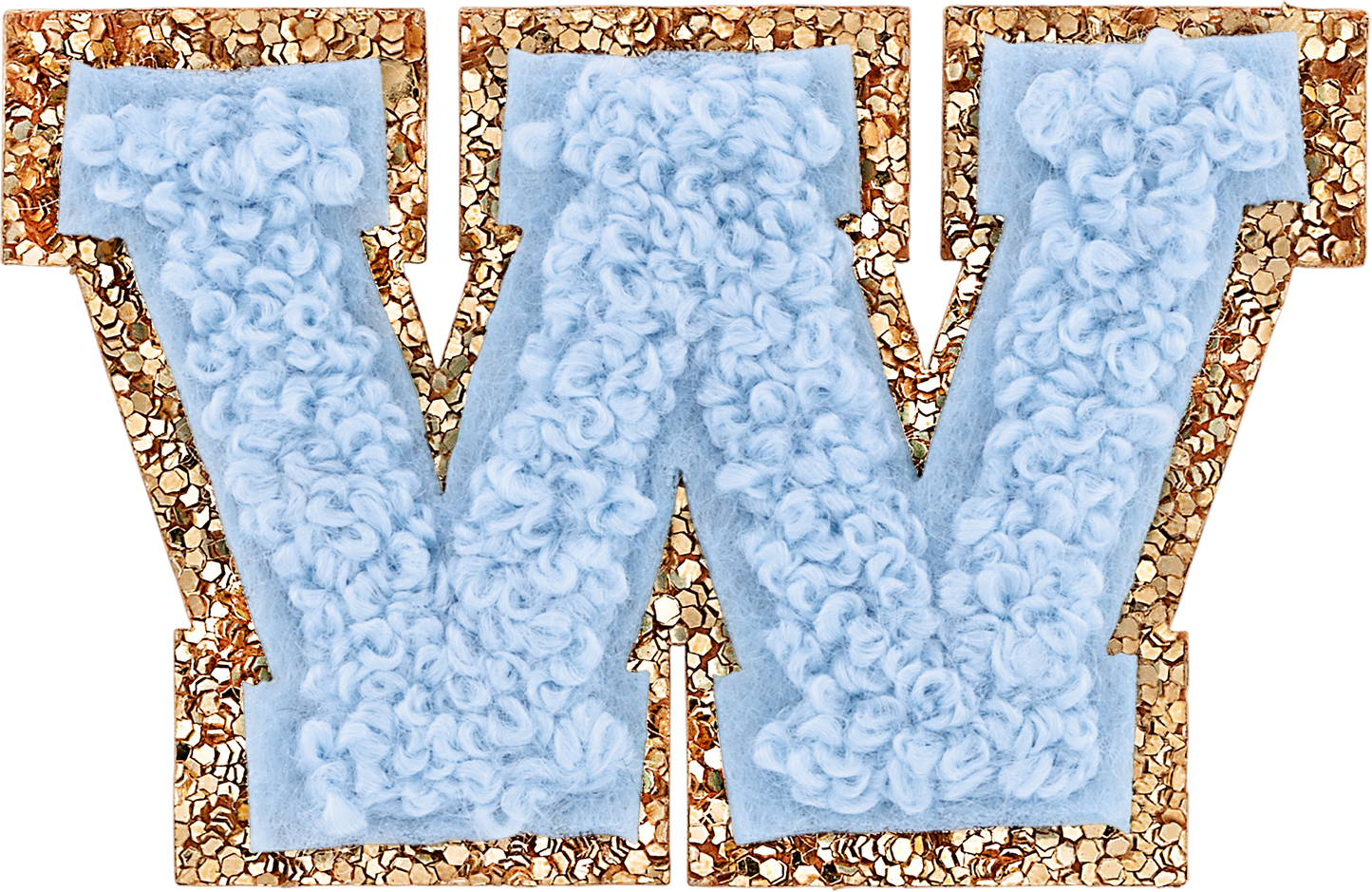 Periwinkle Mini Glitter Varsity Letter Patch